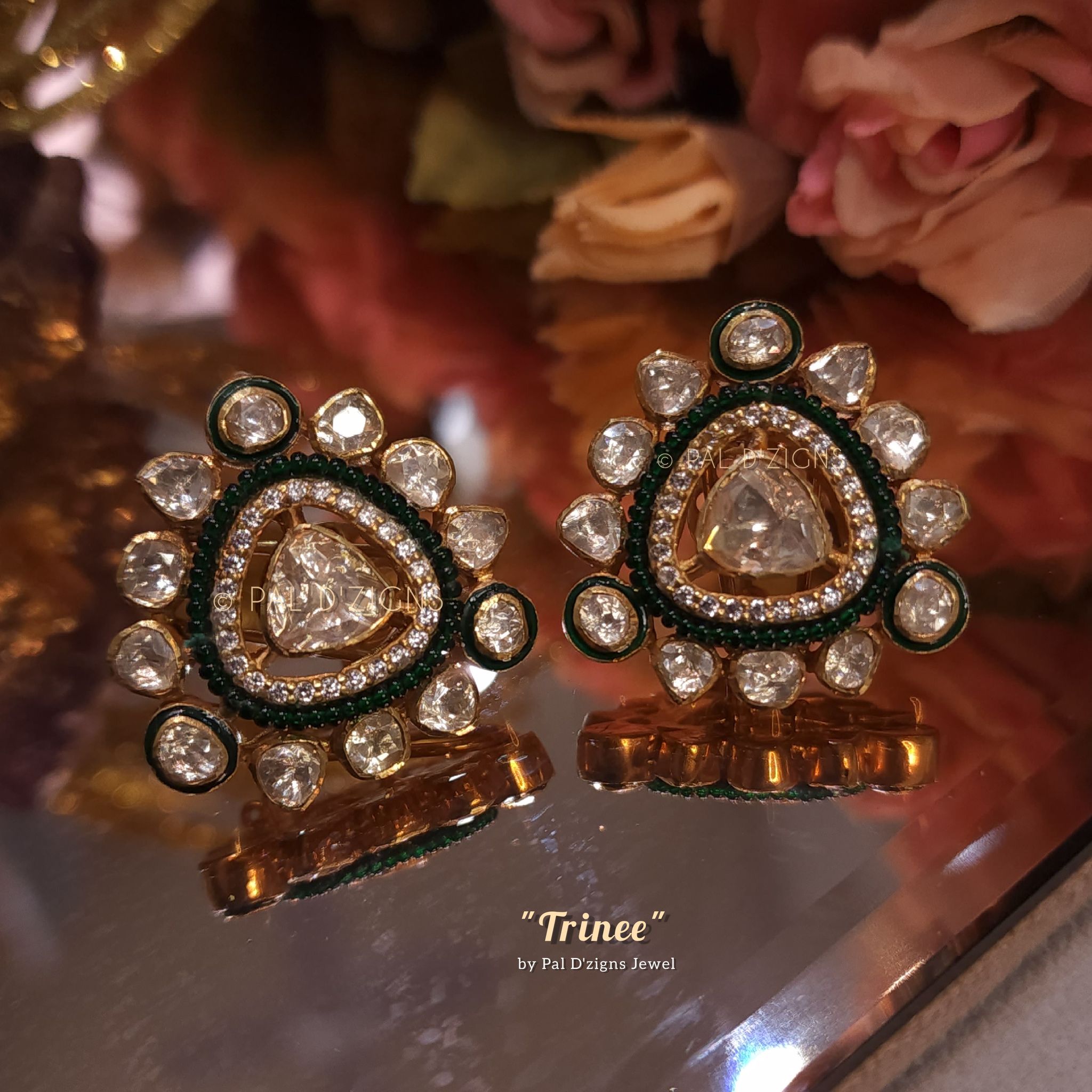 Trinee Moissanite Polki Studs