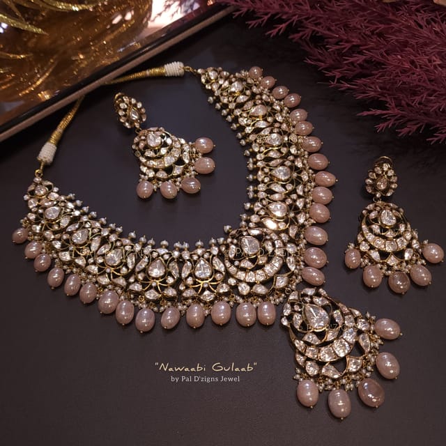 Nawaabi Gulaab - Moissanite Polki Set