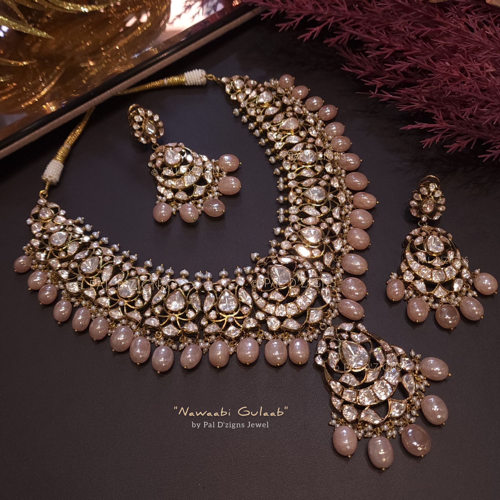 Nawaabi Gulaab - Moissanite Polki Set