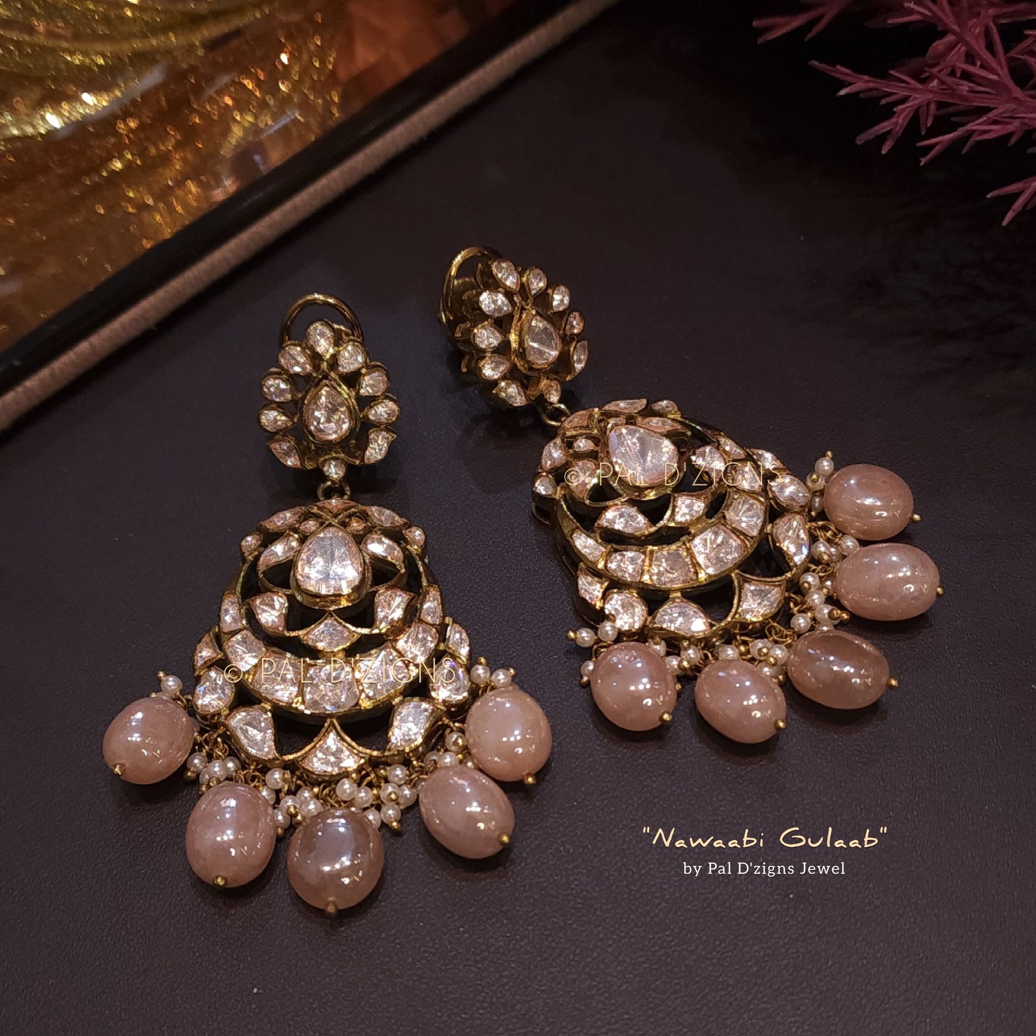 Nawaabi Gulaab - Moissanite Polki Earing