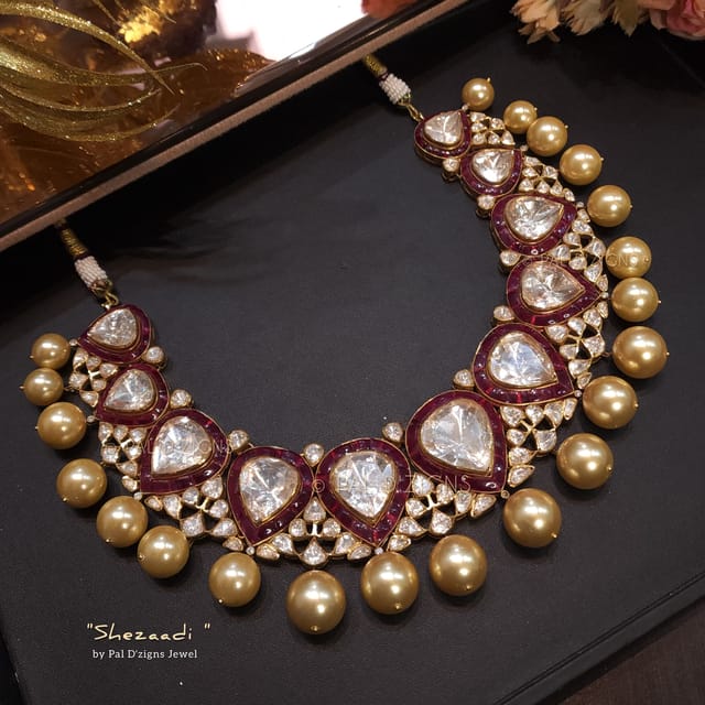 Shezaadi Moissanite Big Polki Necklace