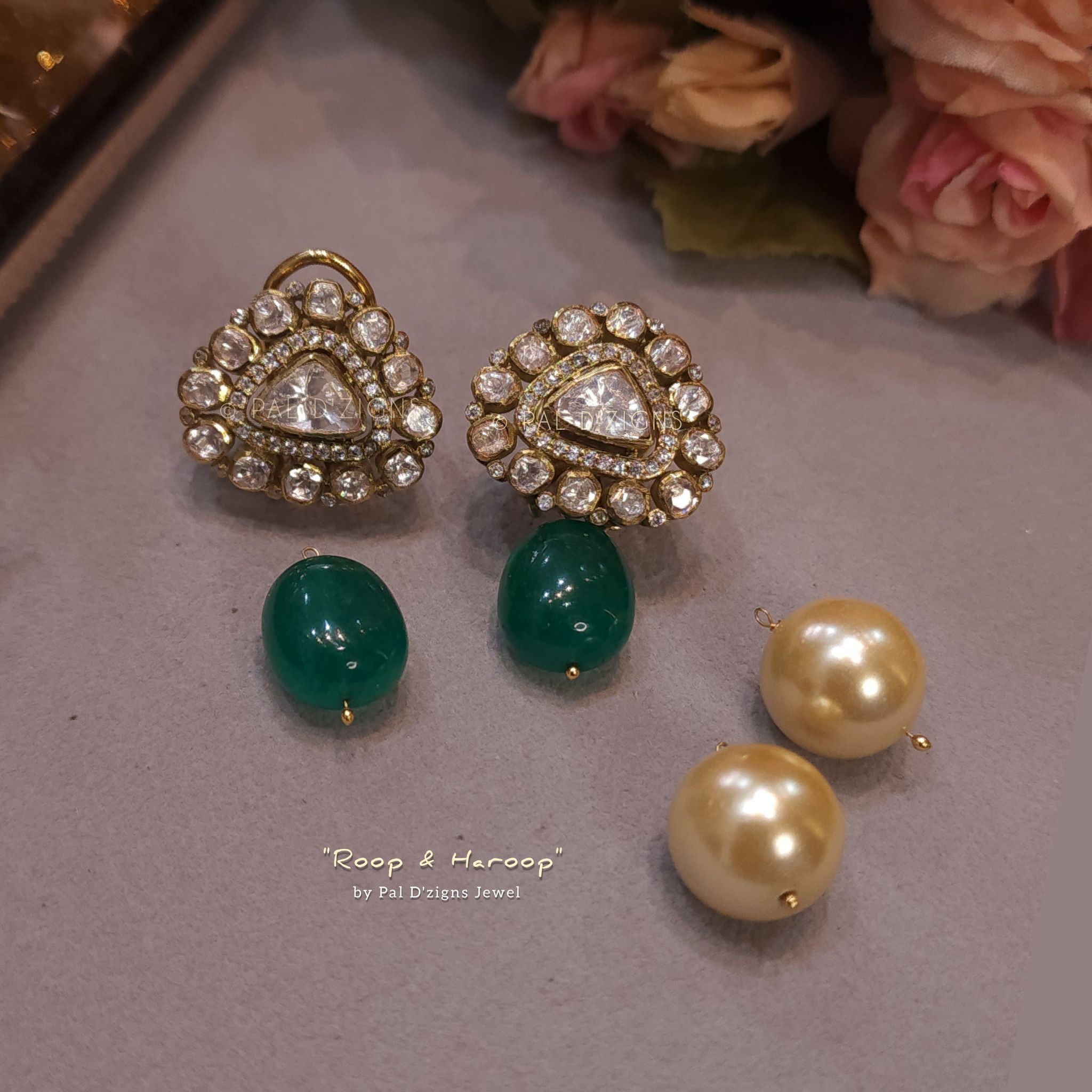 Roop & Haroop Moissanite Polki Studs