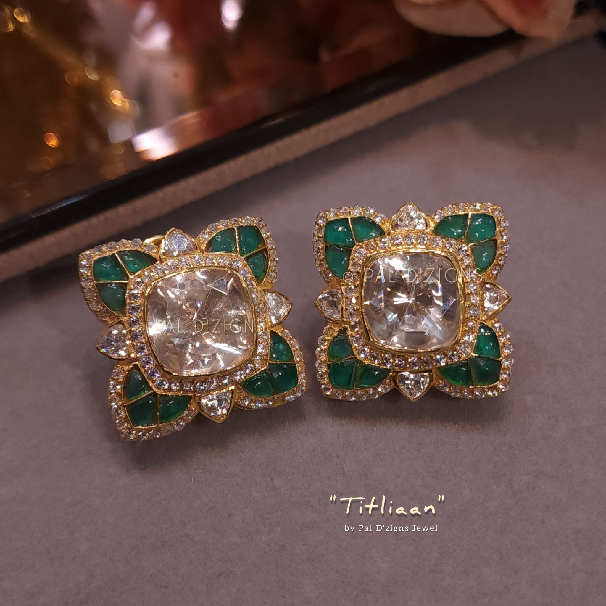 Titliaan Moissanite Polki Earing