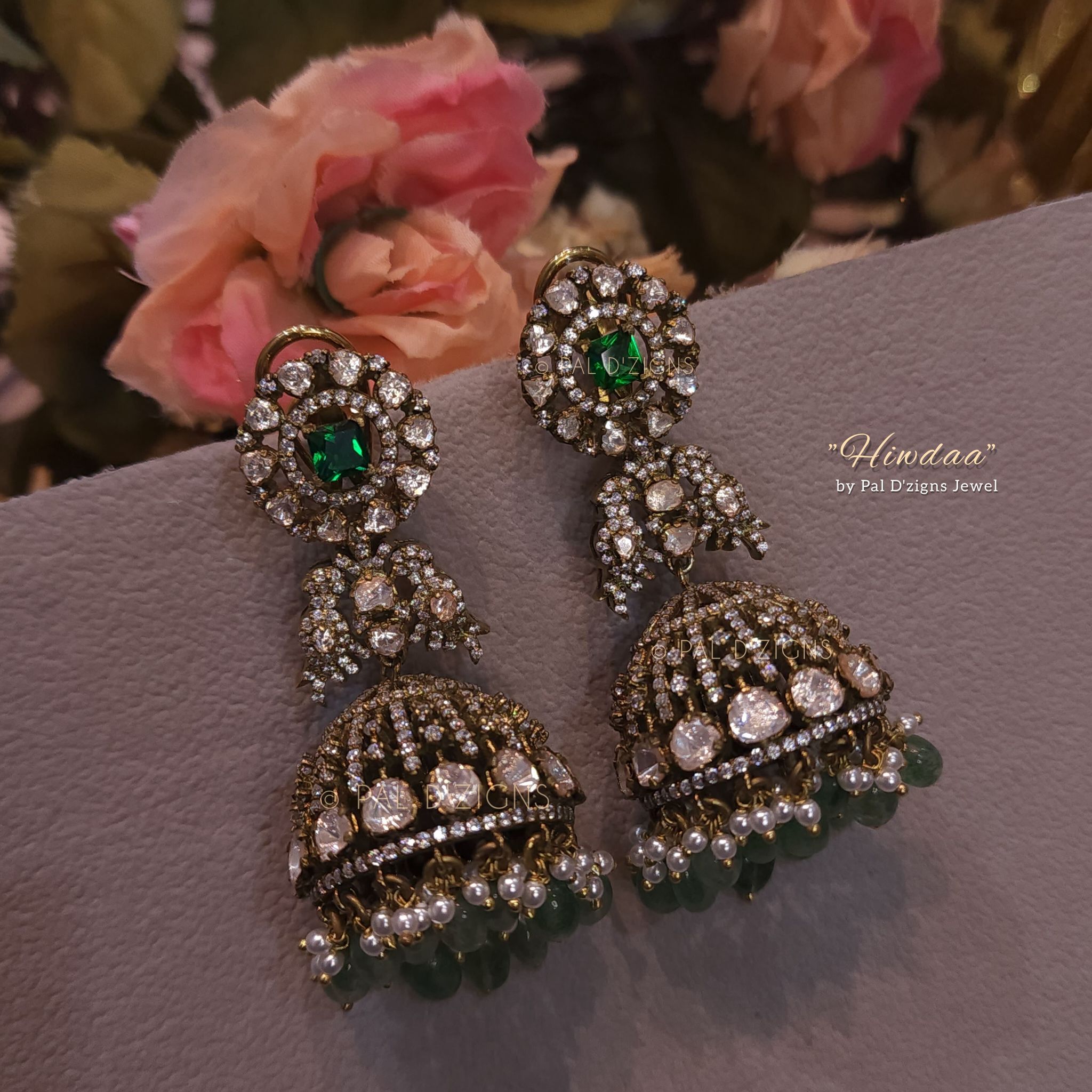 Hiwdaa - Moissanite Polki Jhumki