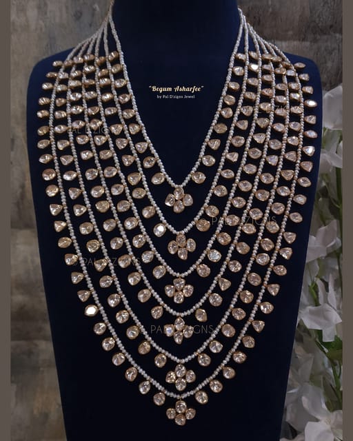 Begum Asharfee - Moissanite Polki 6 layer Necklace