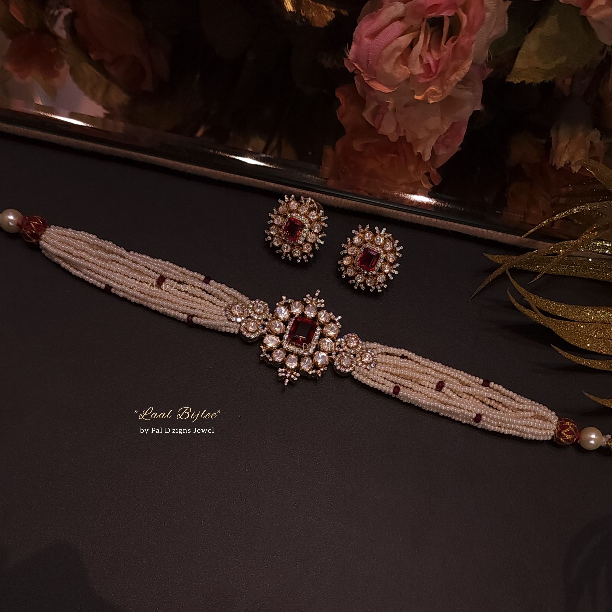 Laal Bijlee Moissanite Polki Choker Set