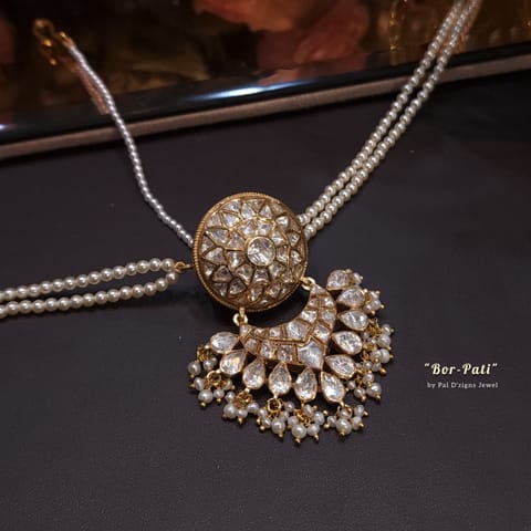 Bor-pati - Moissanite Polki Borla maathapati