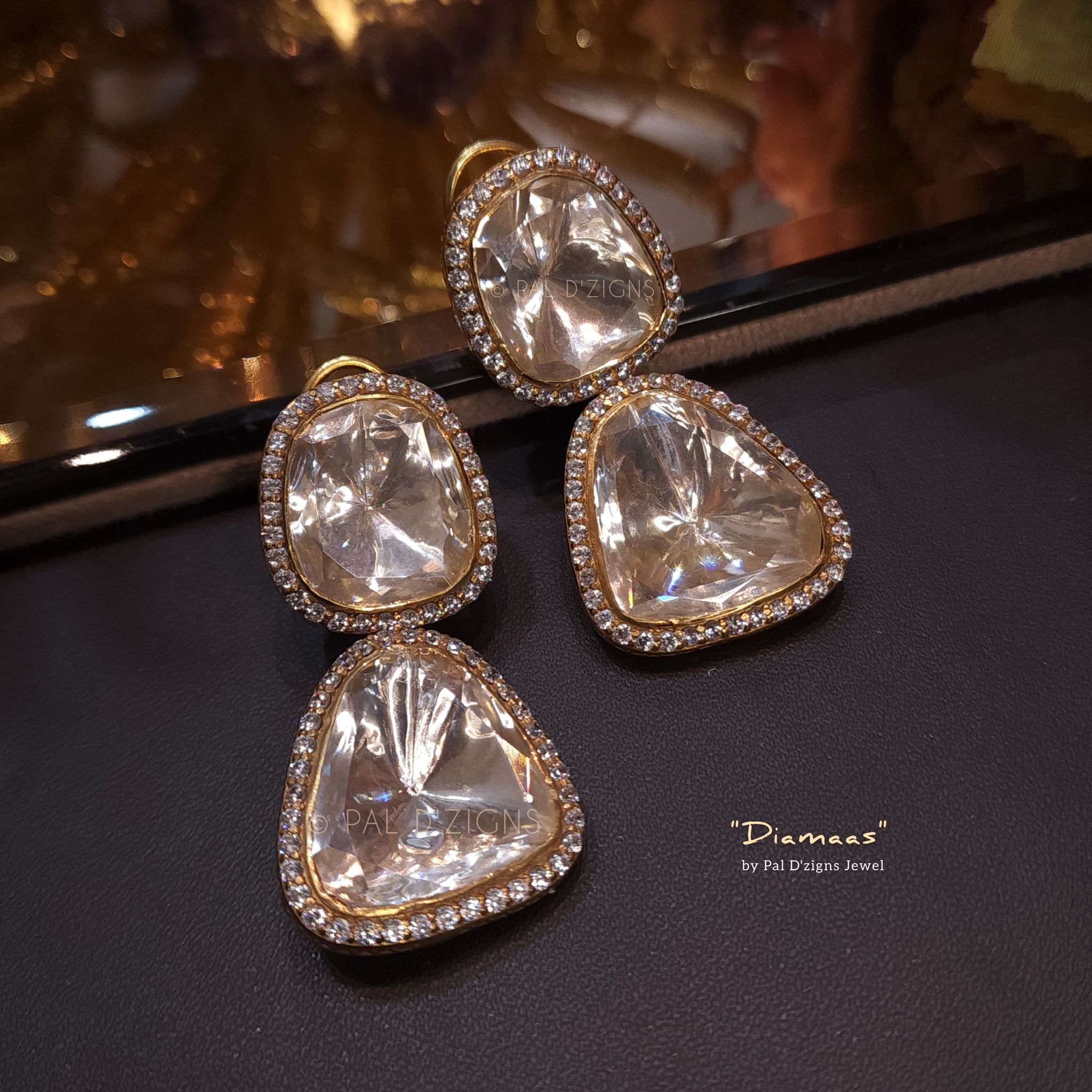 Diamaas Moissanite Polki Earings