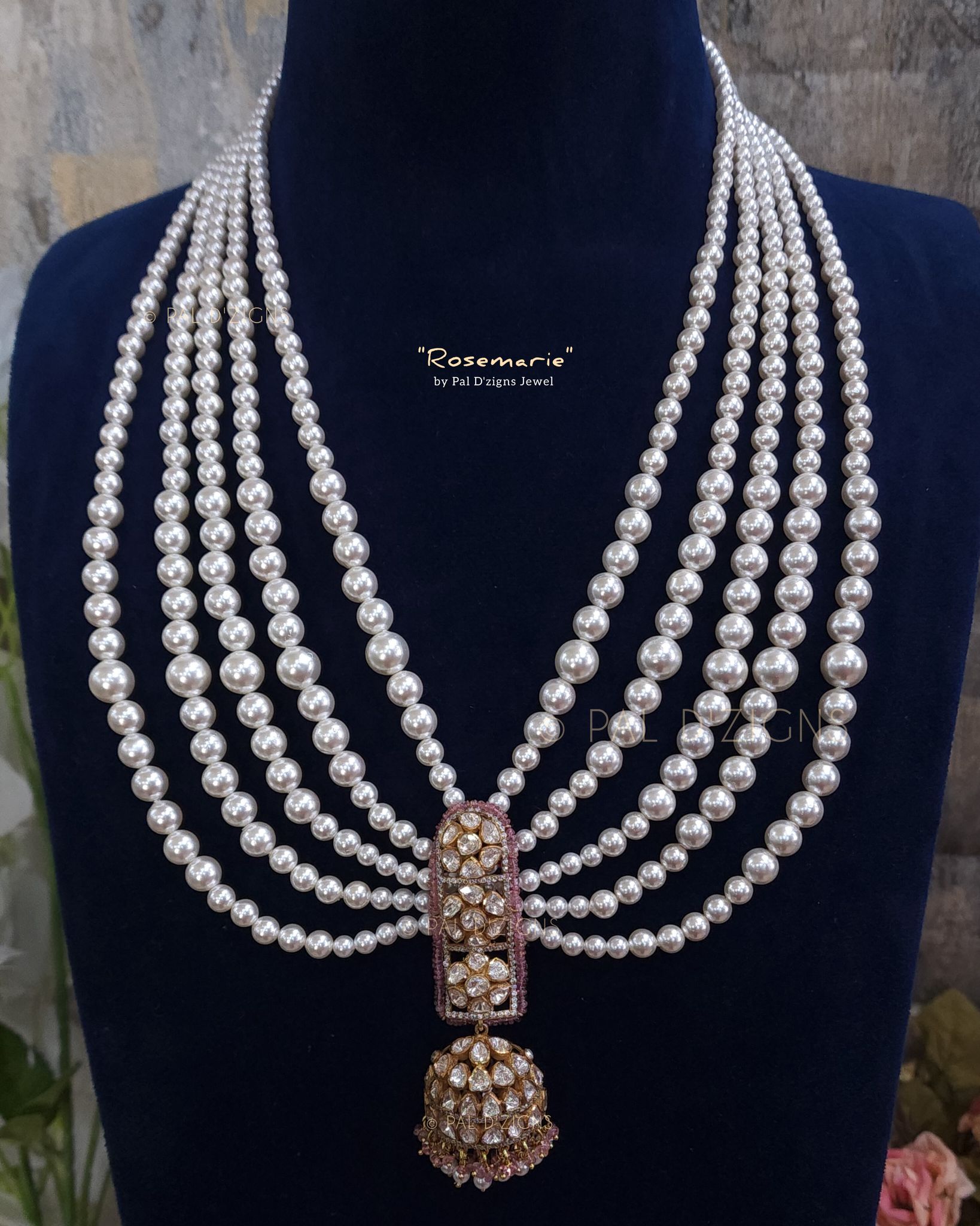 Rosemarie Moissanite Polki Jhumki Necklace