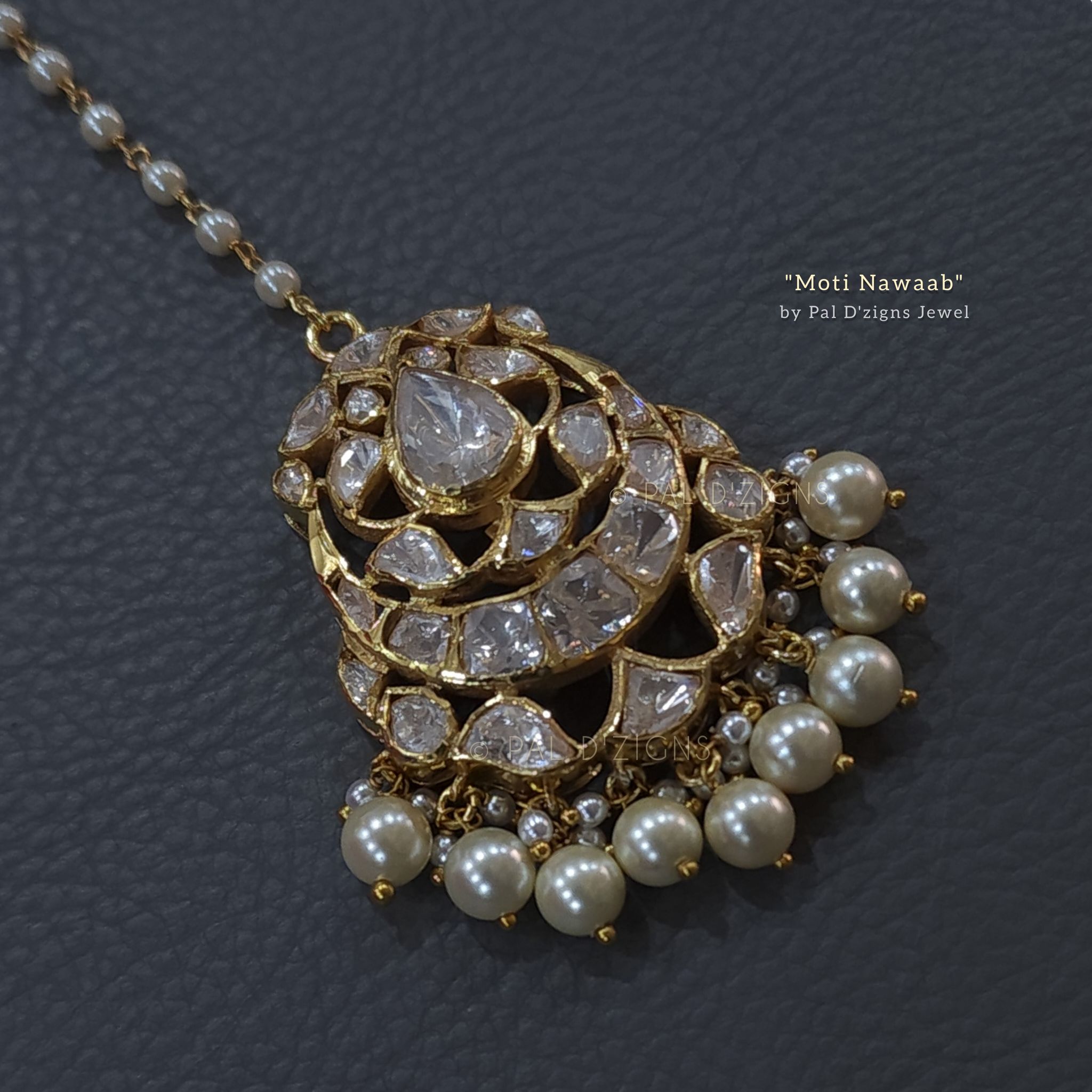 Moti Nawaab (Small) Moissanite Polki Maangtika