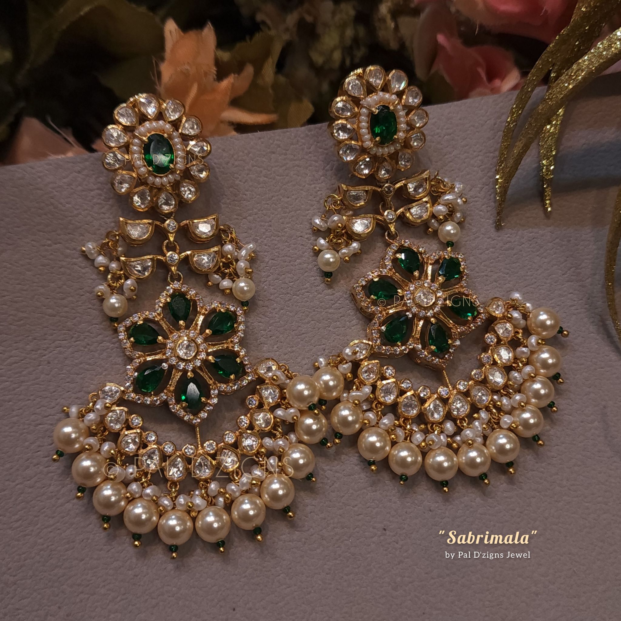Sabrimala Moissanite Polki Earings