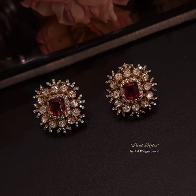 Laal Bijlee Moissanite Polki Earings