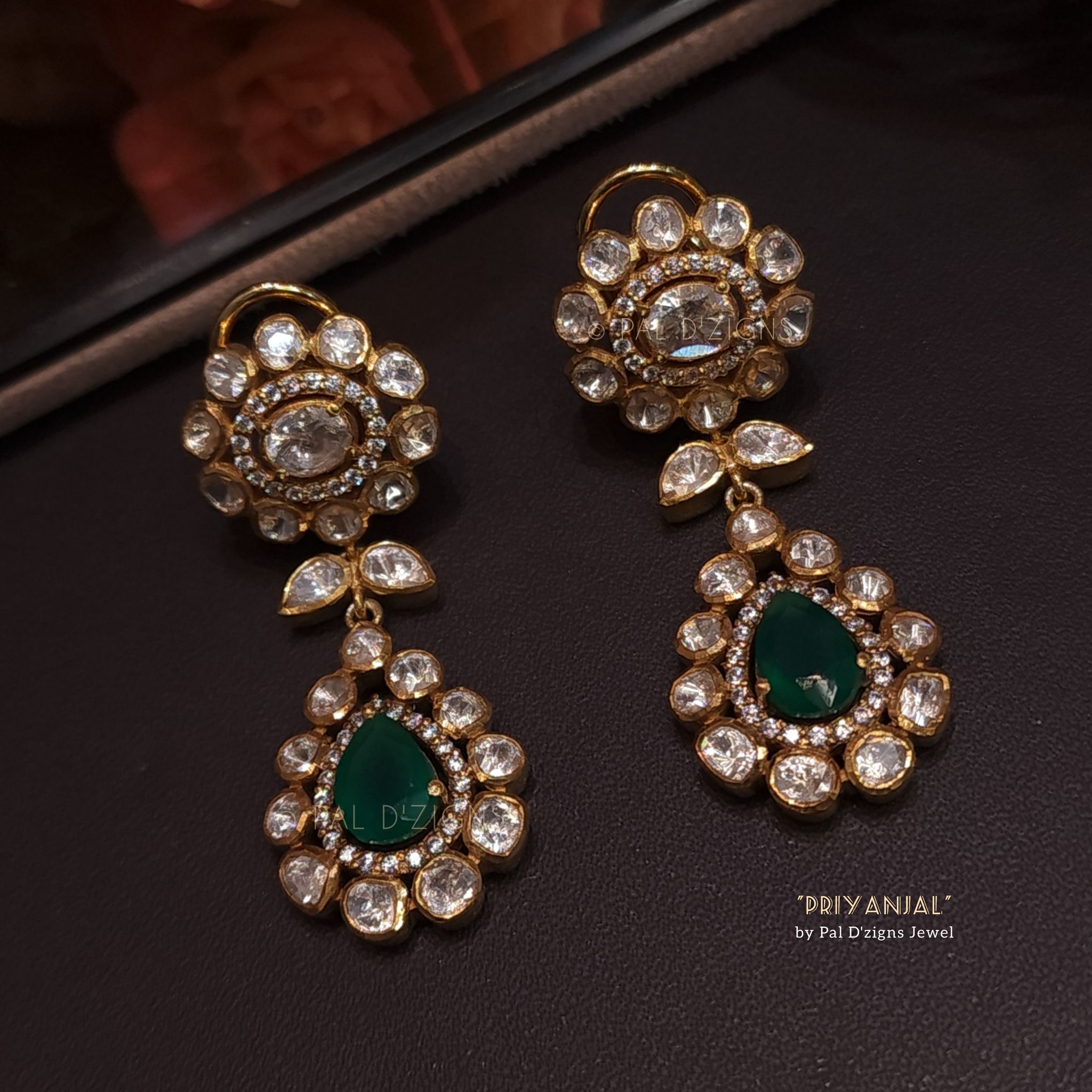 Priyanjal Moissanite Polki Earings