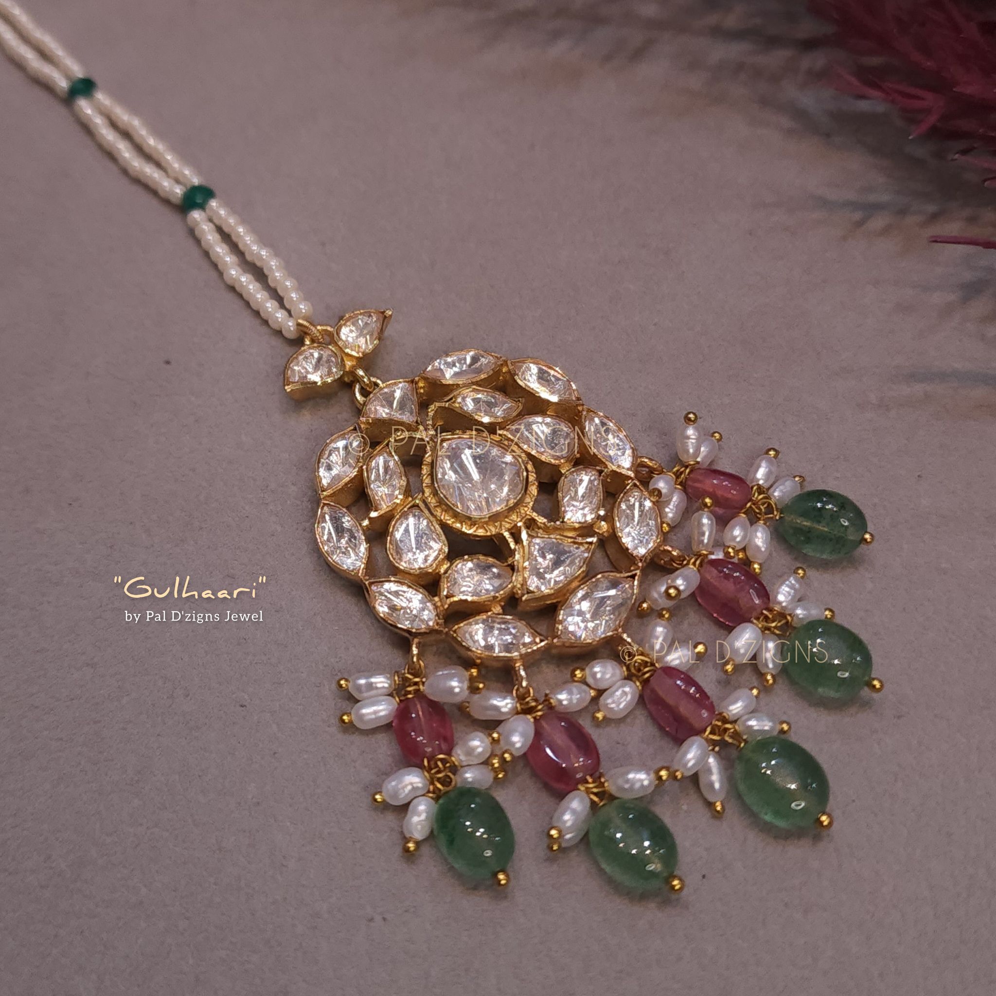 Gulhaari Moissanite Polki Maangtika