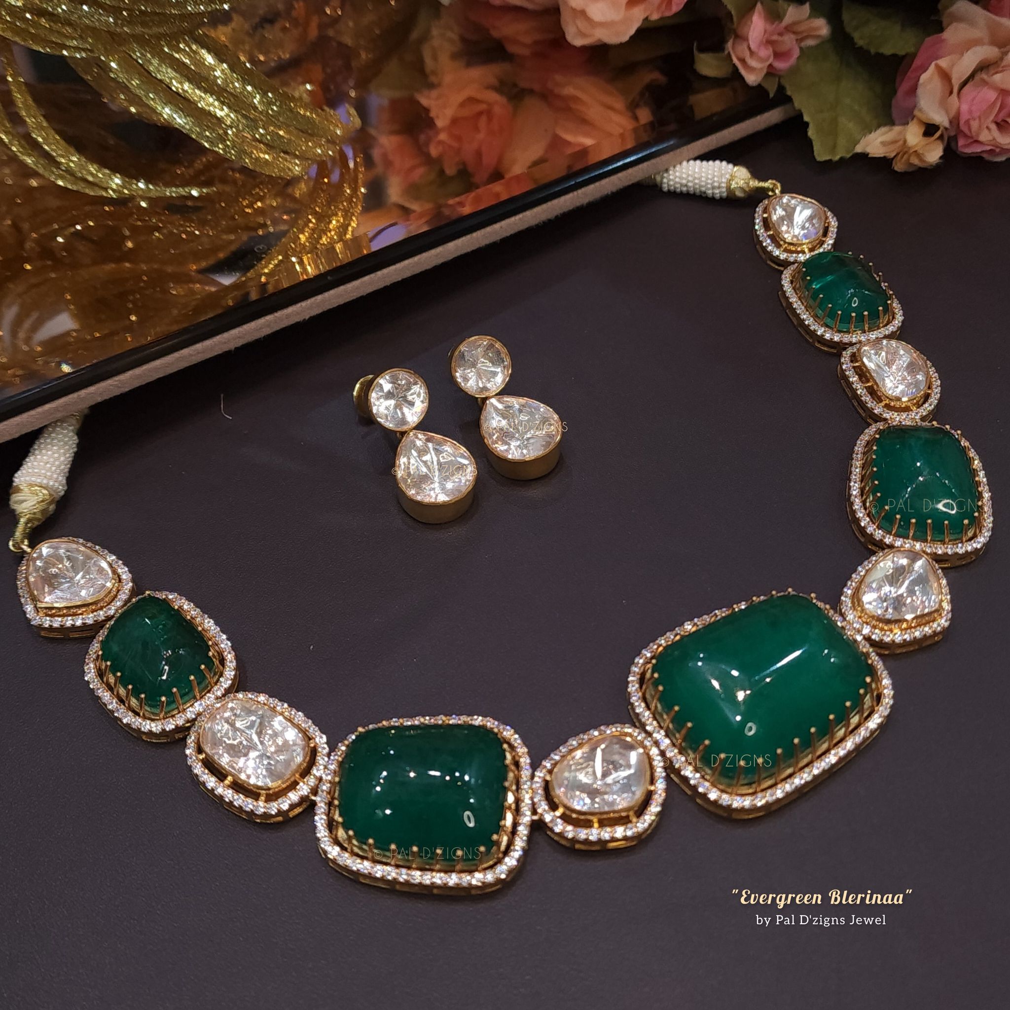Evergreen Blerinaa - Moissanite Polki Necklace Set