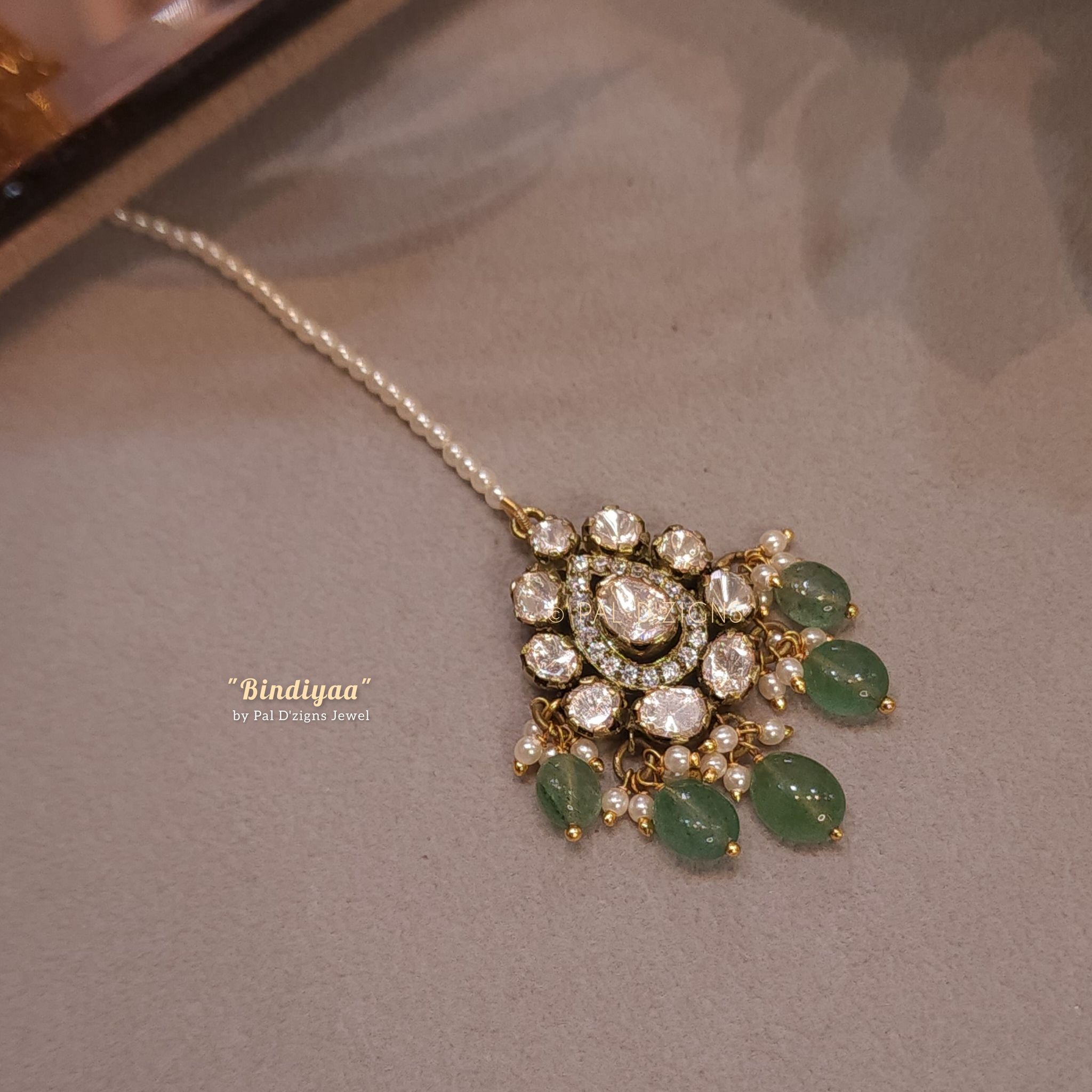 Bindiyaa Moissanite Polki Maangtika