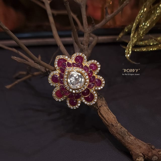 Poppy Moissanite Polki Ring