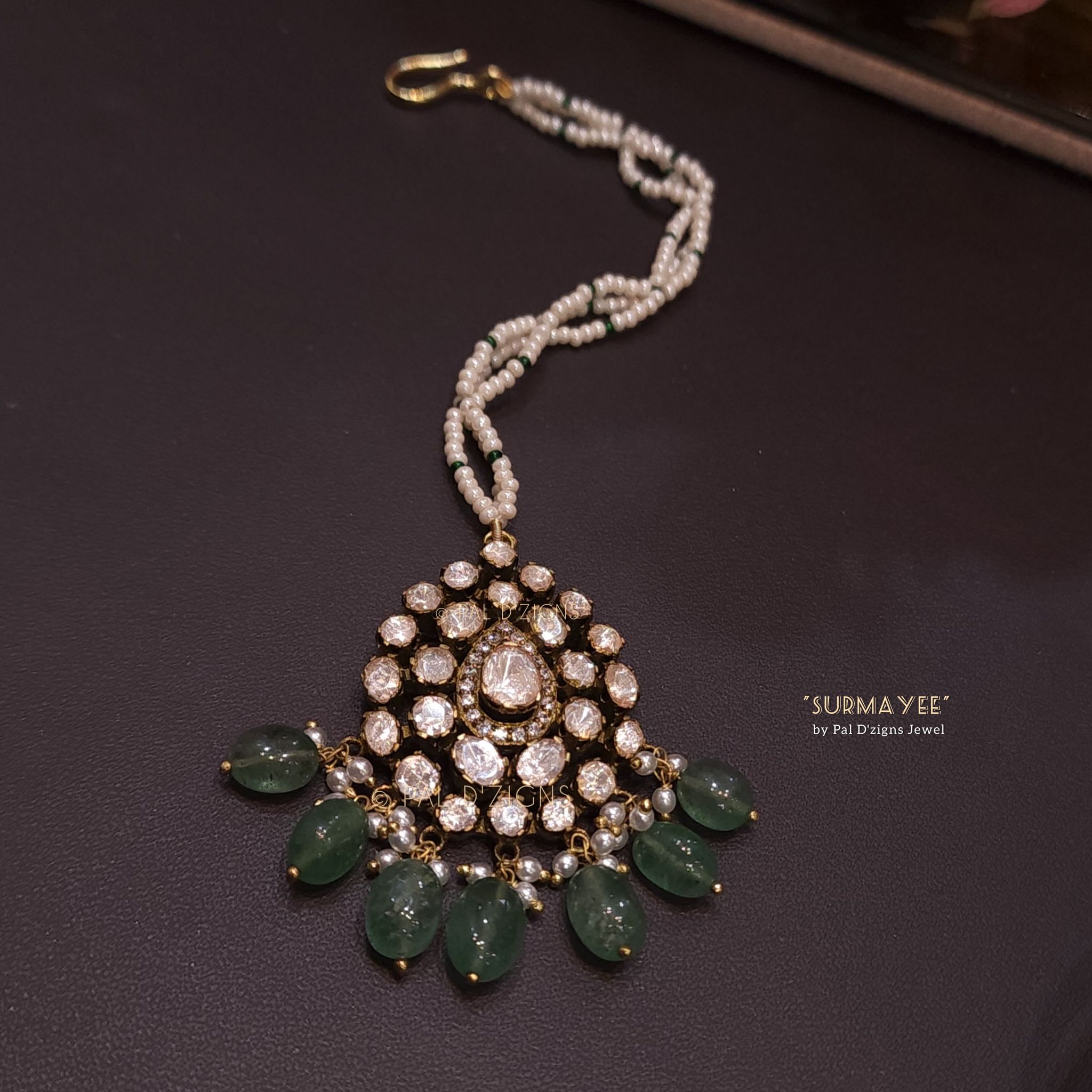 Surmayee Moissanite Polki Maangtika