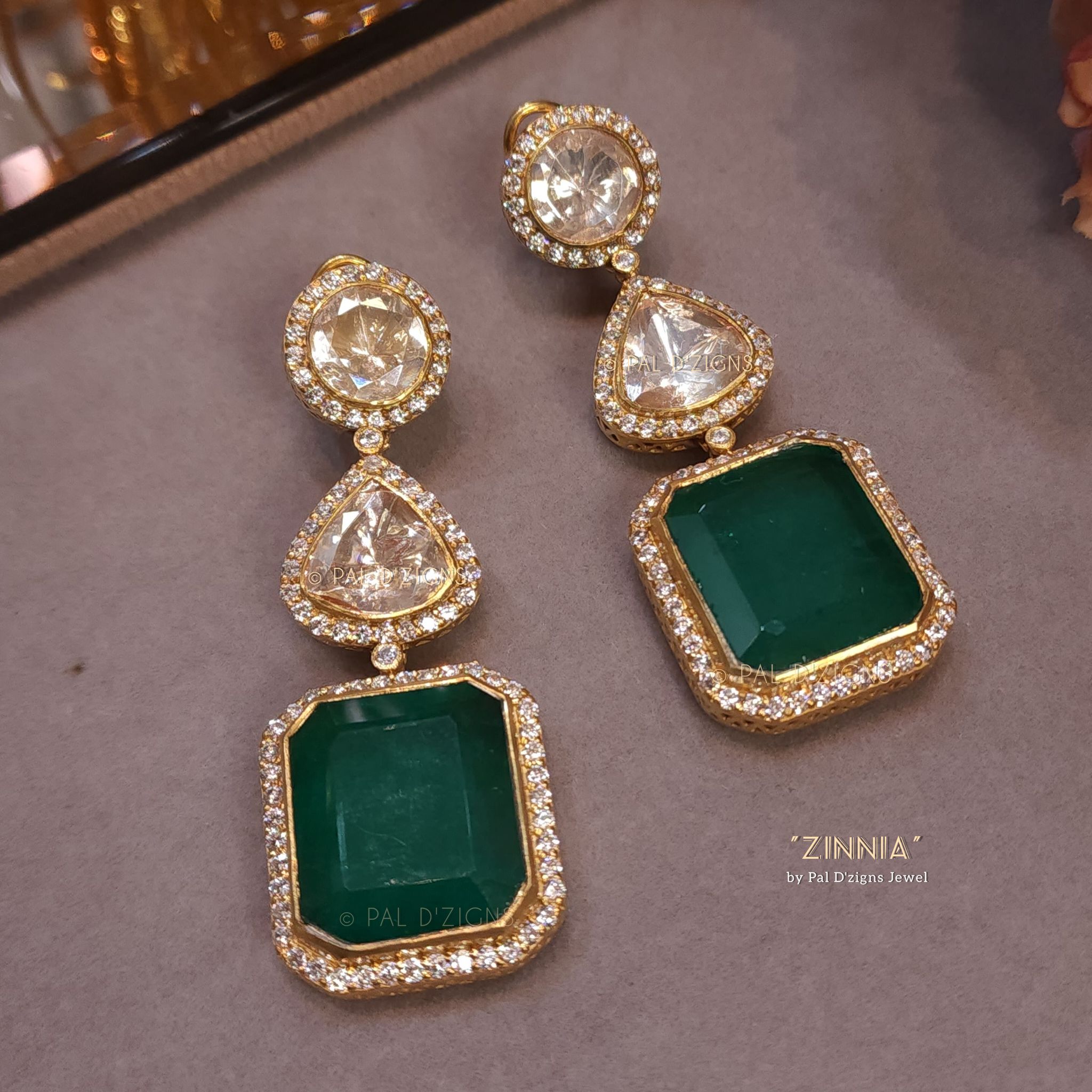 Zinnia Moissanite Polki Earings