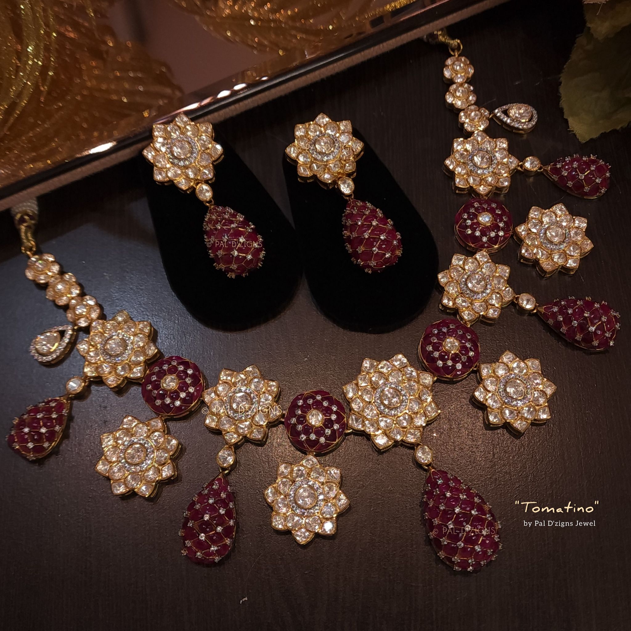 Tomatino Moissanite Polki Necklace Set