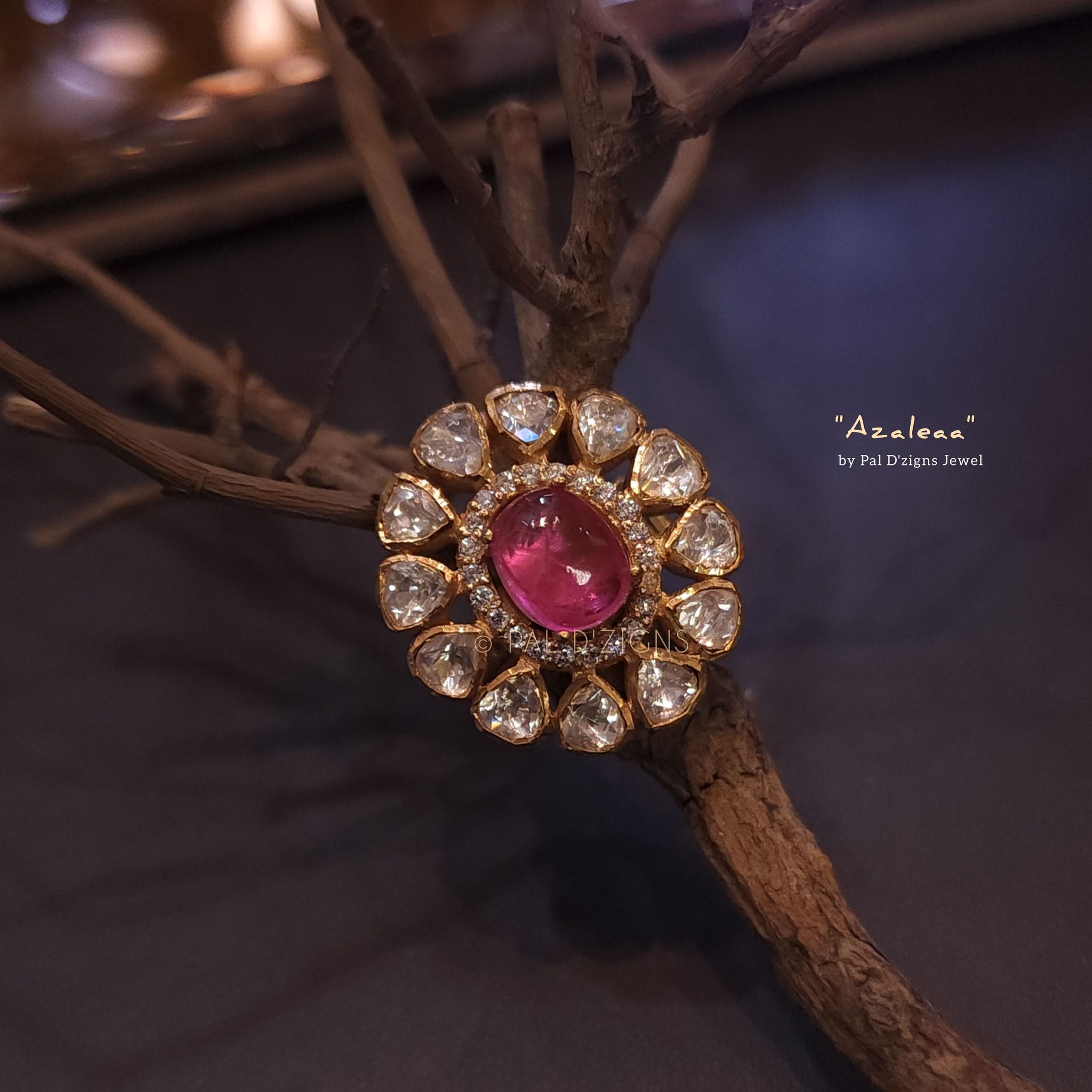 Azaleaa Moissanite Polki Ring