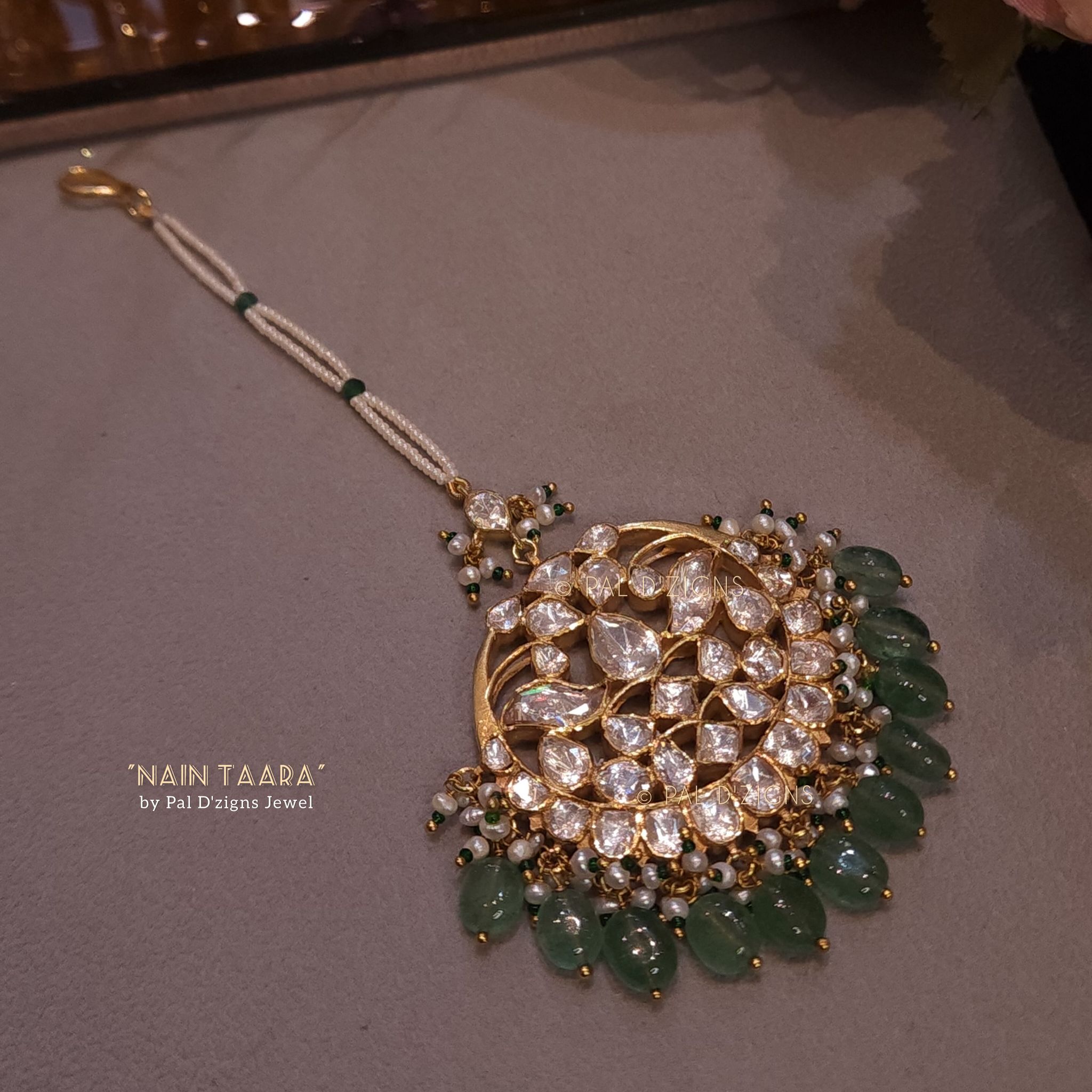 Nain Taara Moissanite Polki Maangtika