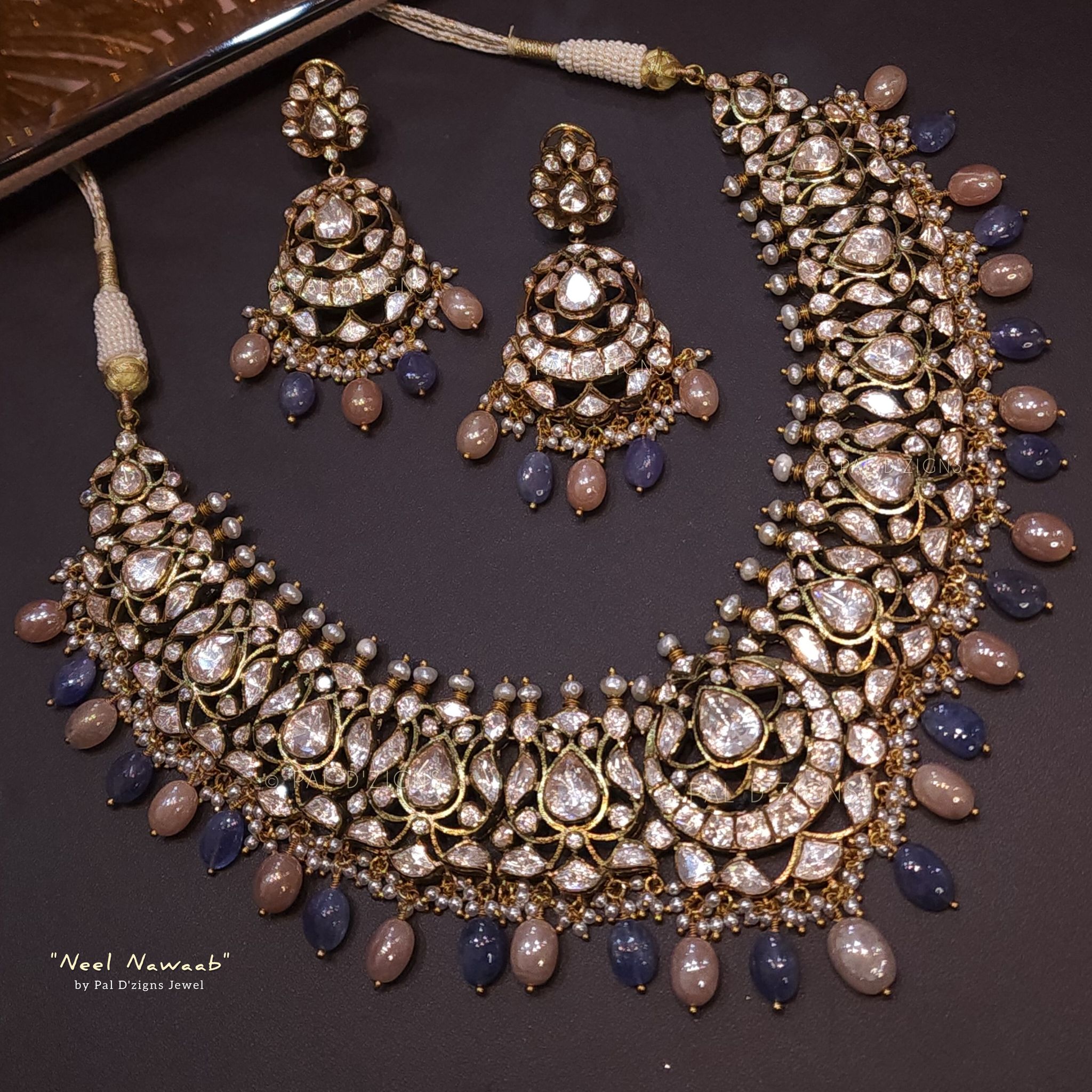 Neel Nawaabi Moissanite Polki Set