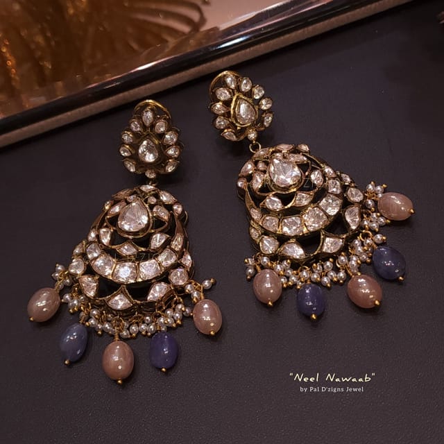 Neel Nawaabi Moissanite Polki Earings