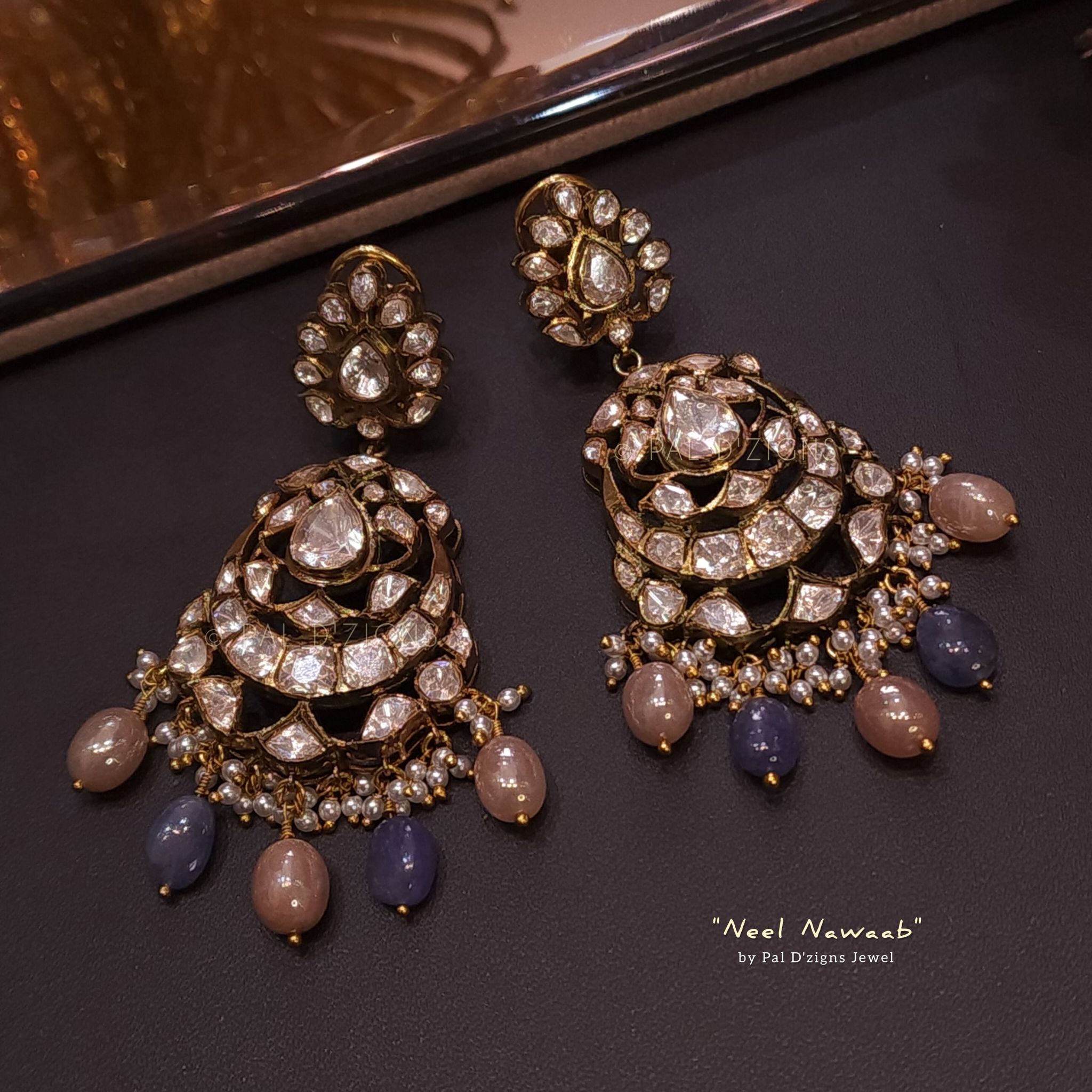 Neel Nawaabi Moissanite Polki Earings