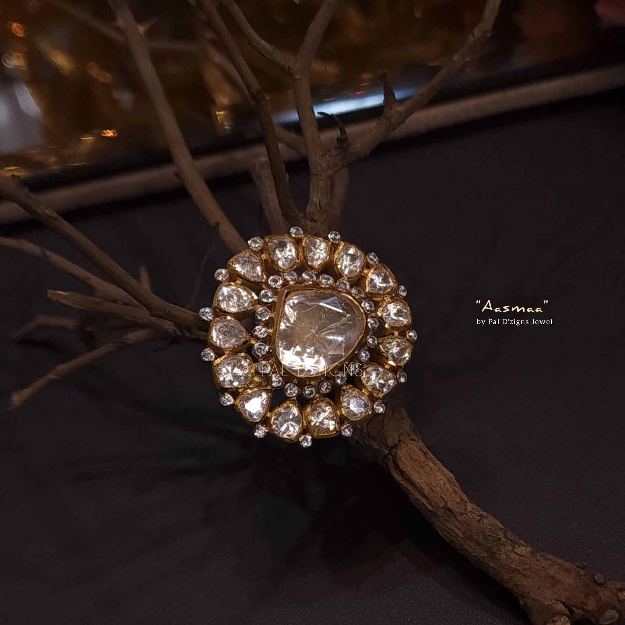 Aasmaa Moissanite Polki Ring