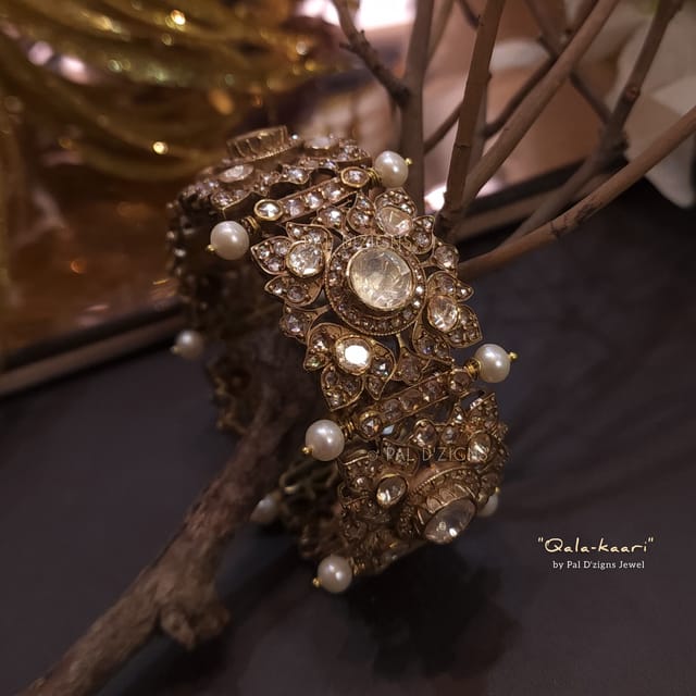 Qala-kaari (2-4" size) Moissanite Polki Bracelet