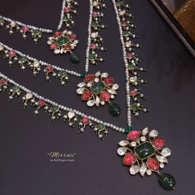Mirrarii - Moissanite Polki 3 Layer Necklace