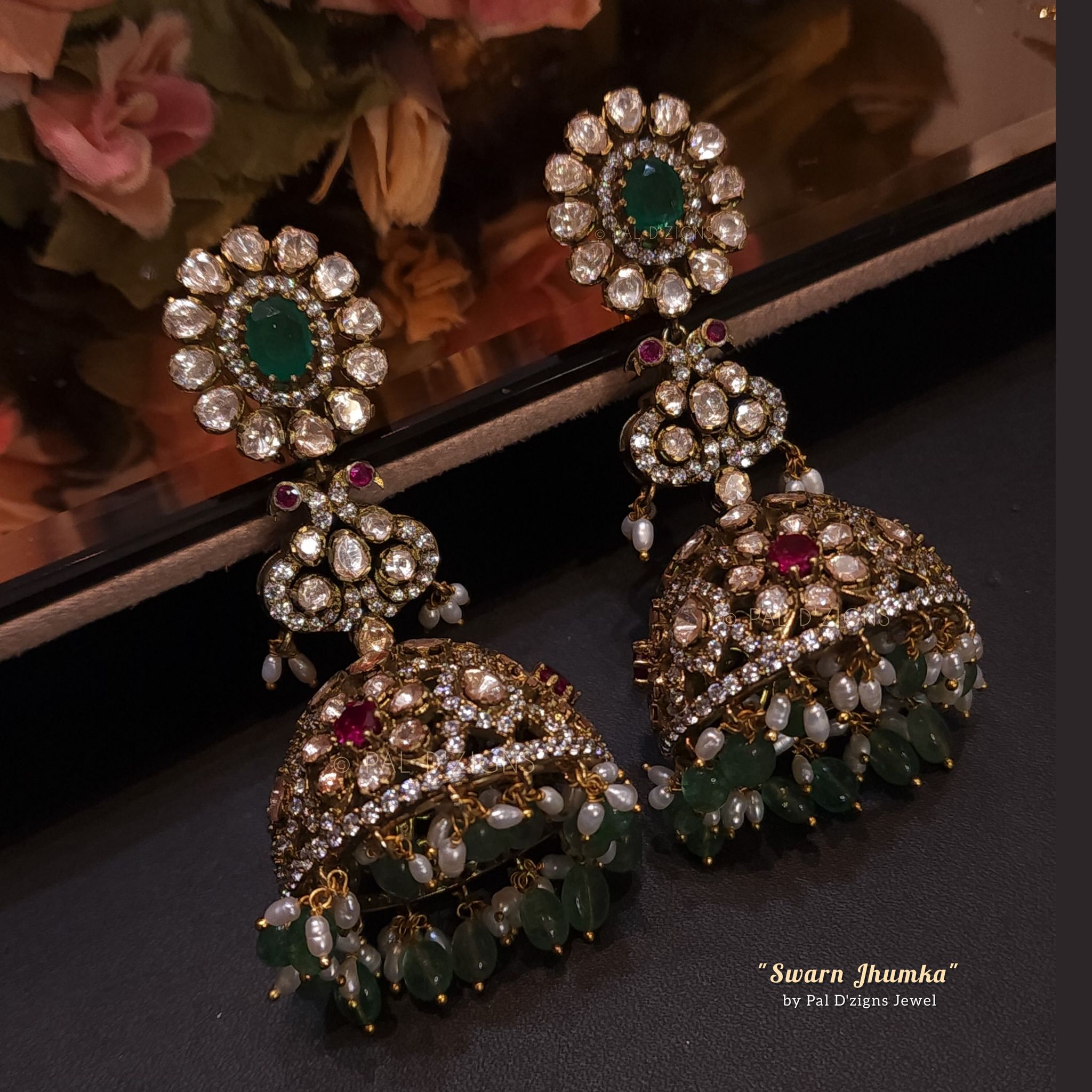 Swarn Jhumka - Moissanite Polki Jhumki