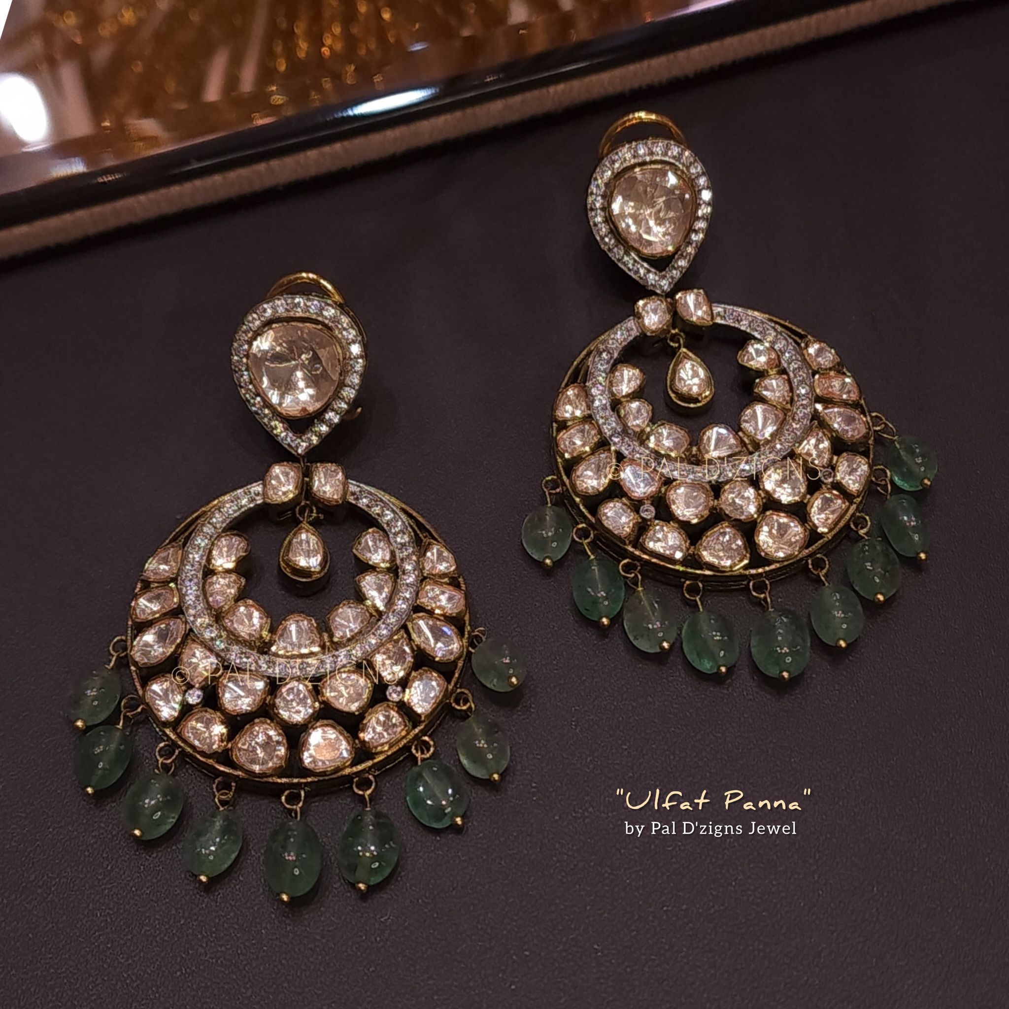 Ulfat Panna Baalis Moissanite Polki Chaandbaali