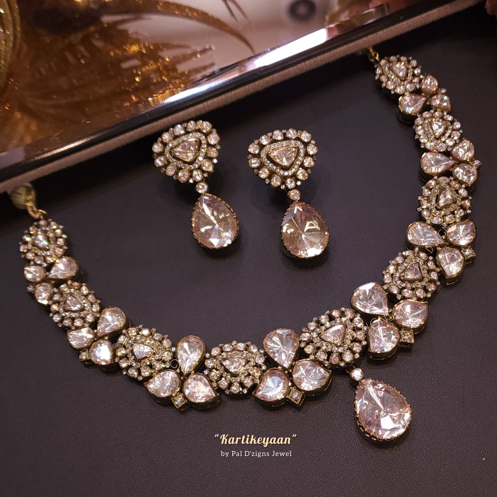 Kartikeyaan Moissanite Polki Necklace Set