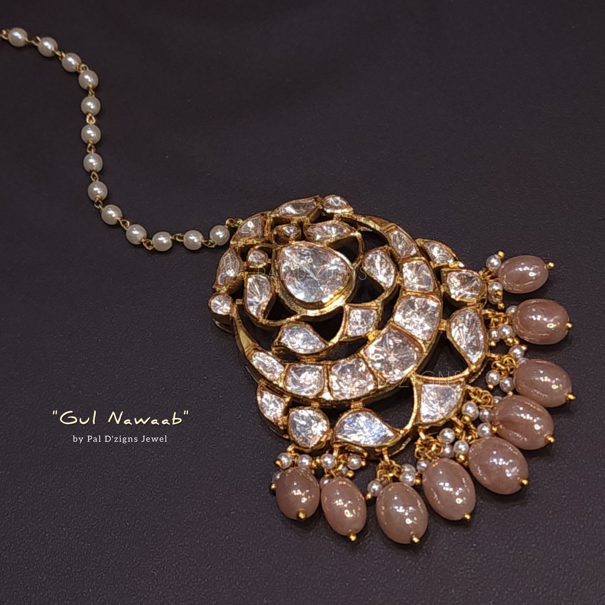 Gul-Nawaab Moissanite Polki Maangtikka
