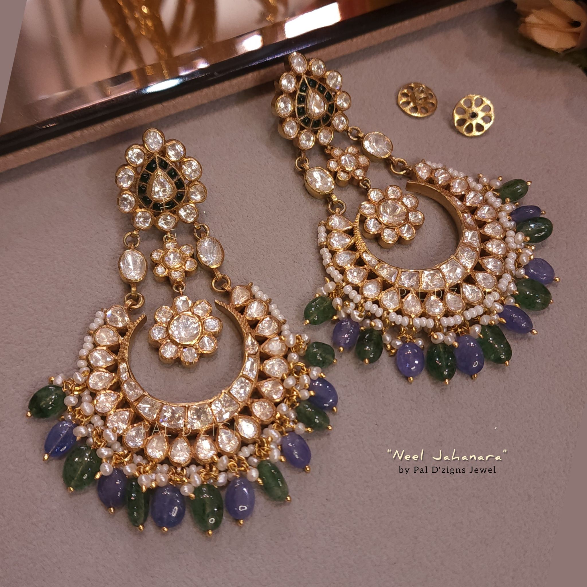 Neel Jahanara Moissanite Polki Chaandbaali