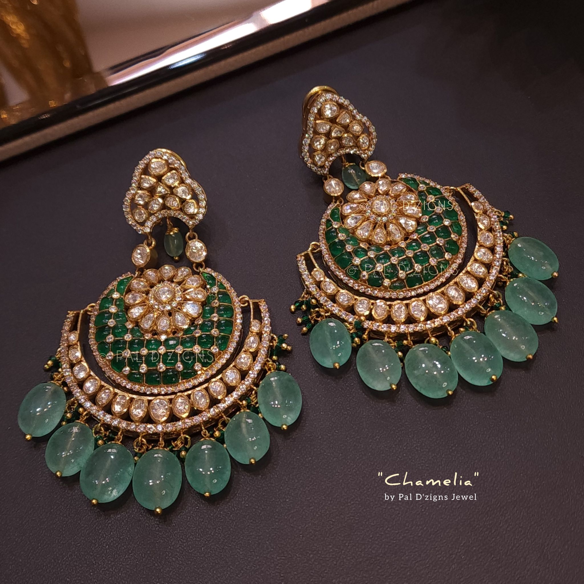 Chamelia Moissanite Polki Big Chaandbaalis