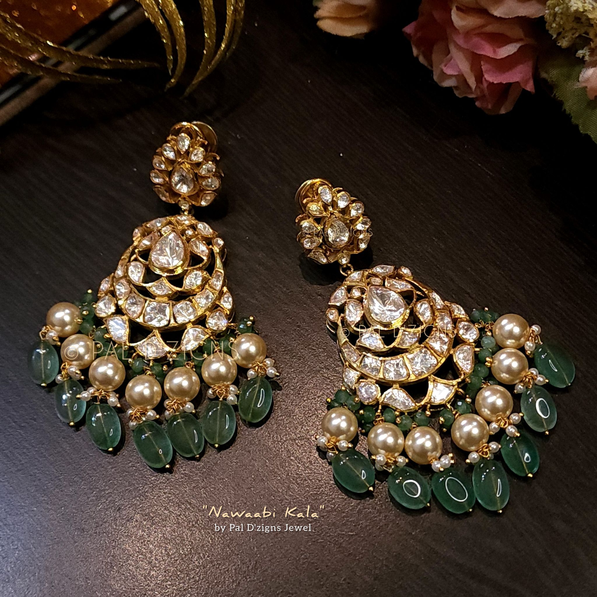 Nawaabi Kala - Moissanite Polki Earings