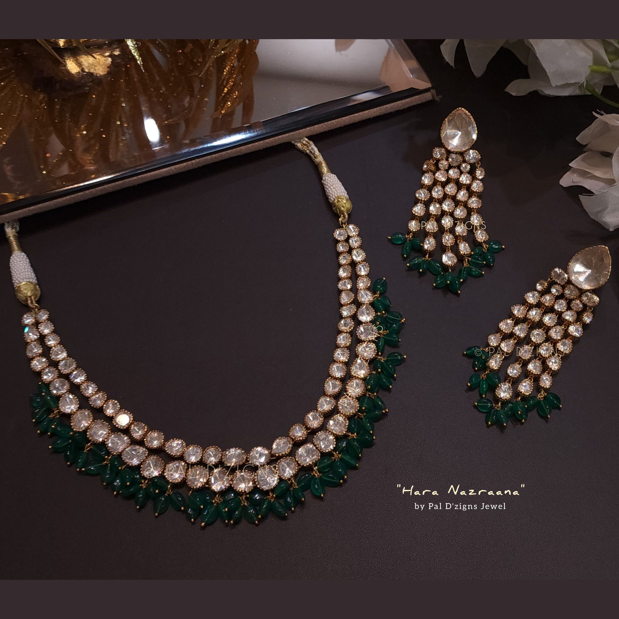 Hara-Nazraana - Moissanite Polki Necklace Set