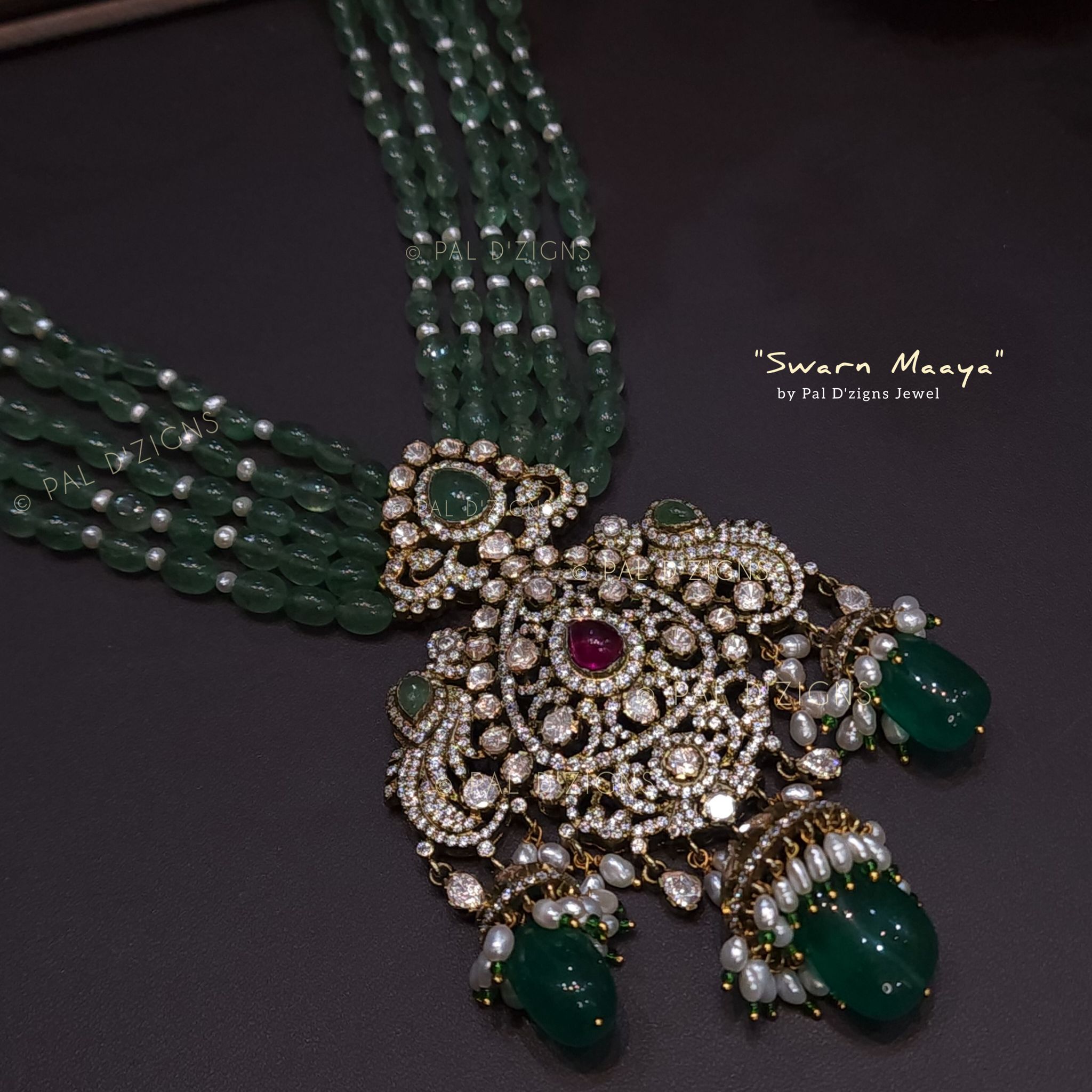 Swarn Maaya (22inches neckline Fall)- Moissanite Polki Pendant