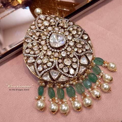 Khushnoor Moissanite Polki Brooch