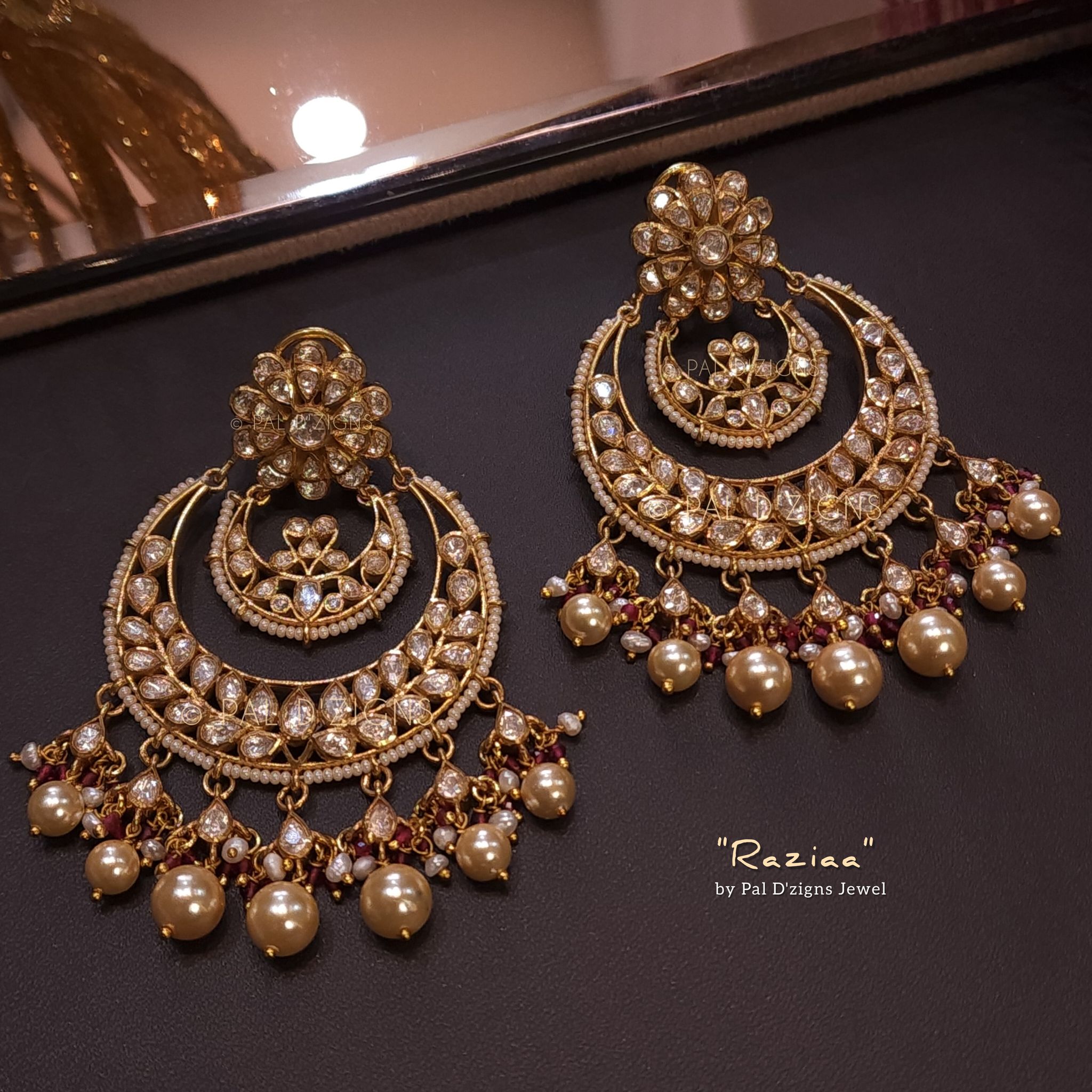 Raziaa Moissanite Polki Chaandbaali