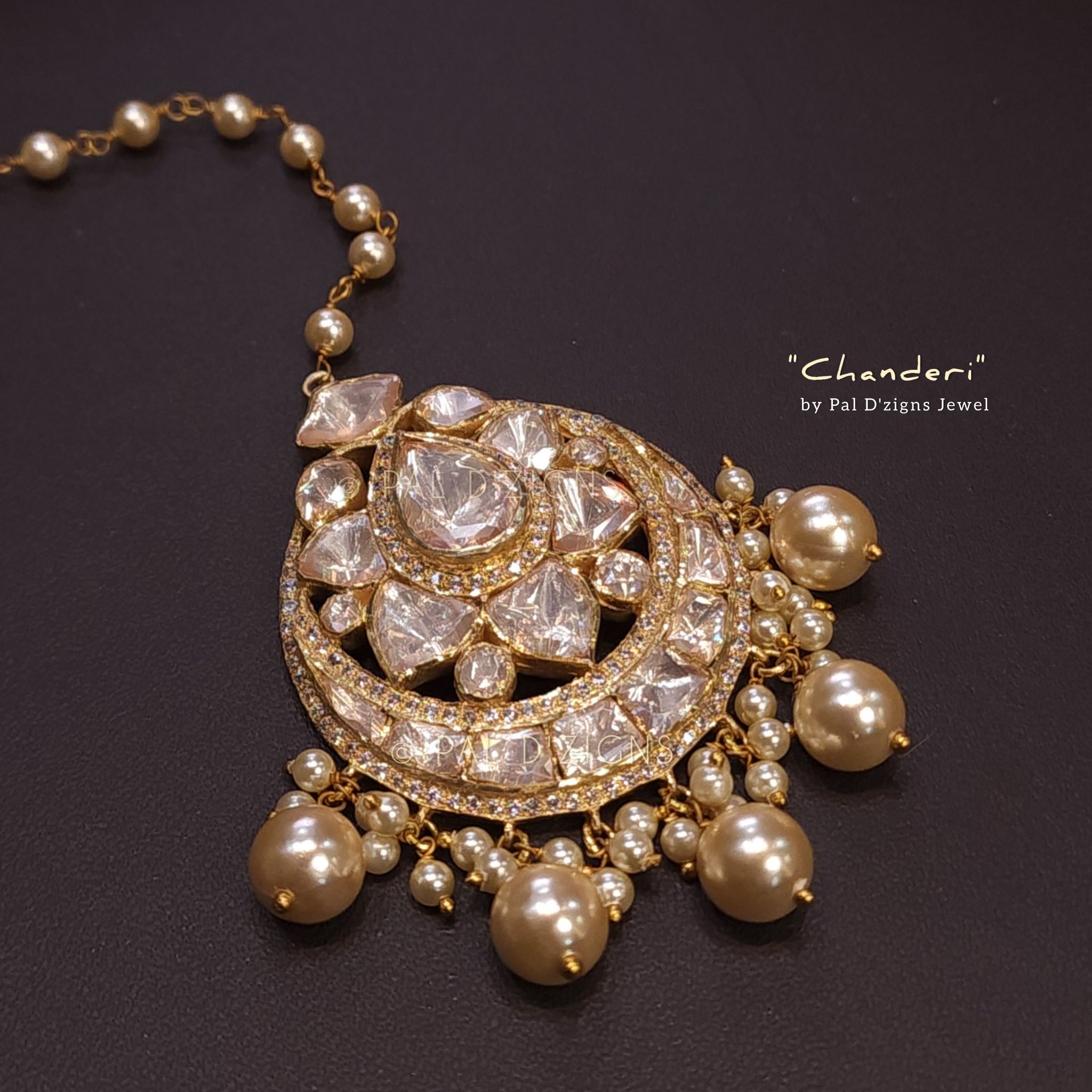 Chanderi Moissanite Polki Tika