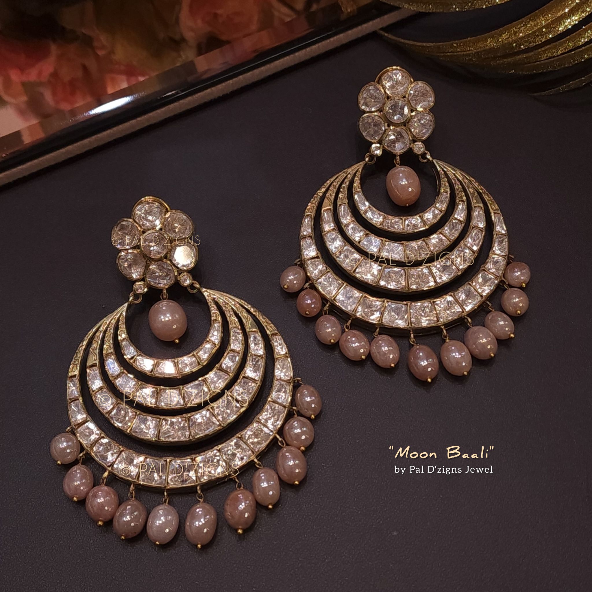 Moon Baali in Moissanite Polki