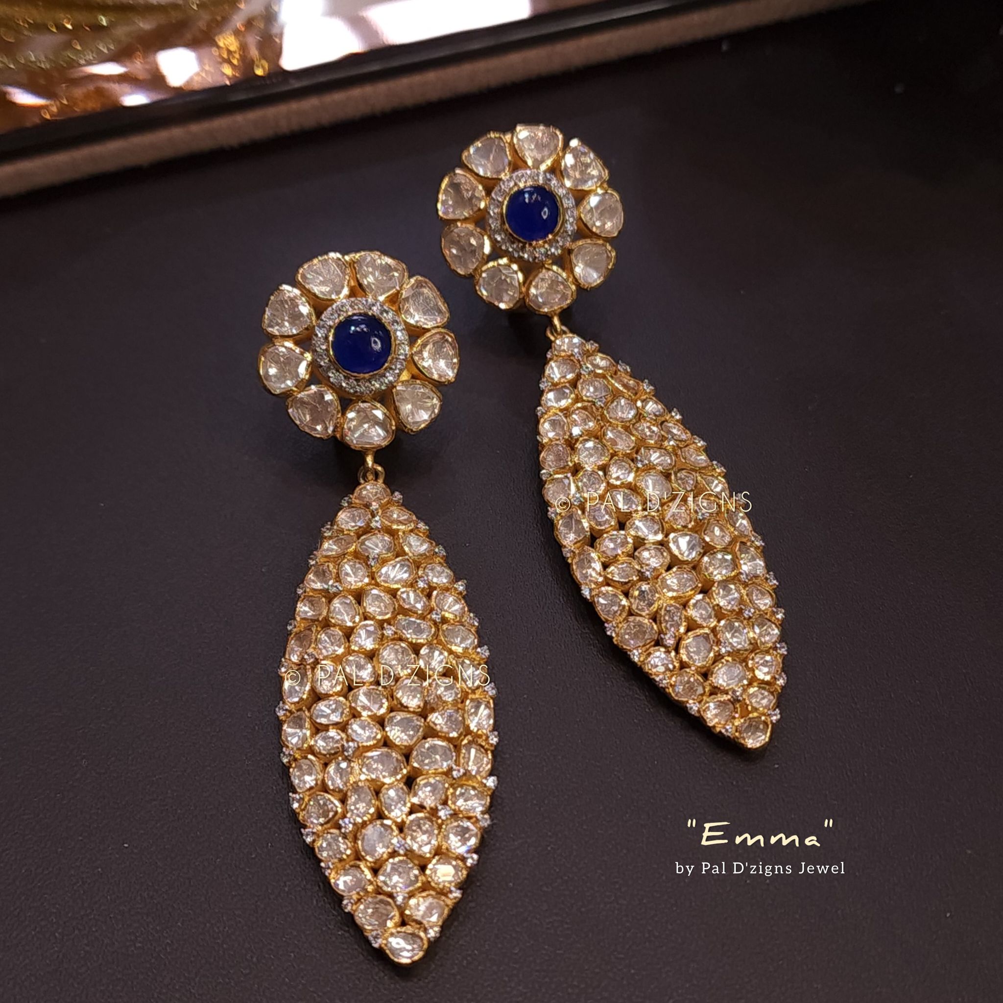 Emma Moissanite Polki Danglers