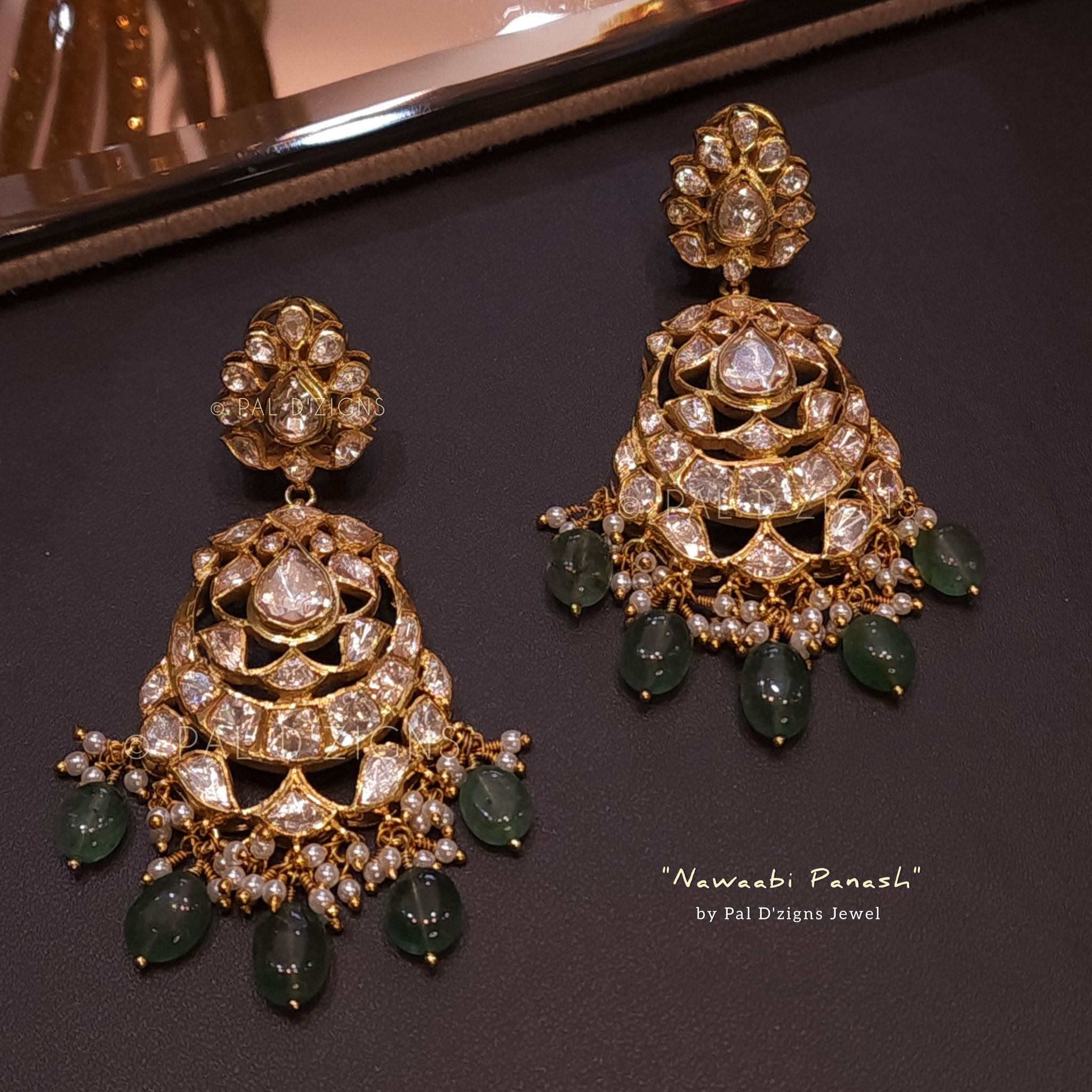Nawaabi Panash Moissanite Polki Earings