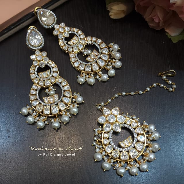 Rukhsaar ki manat Moissanite Polki Chaandbaali