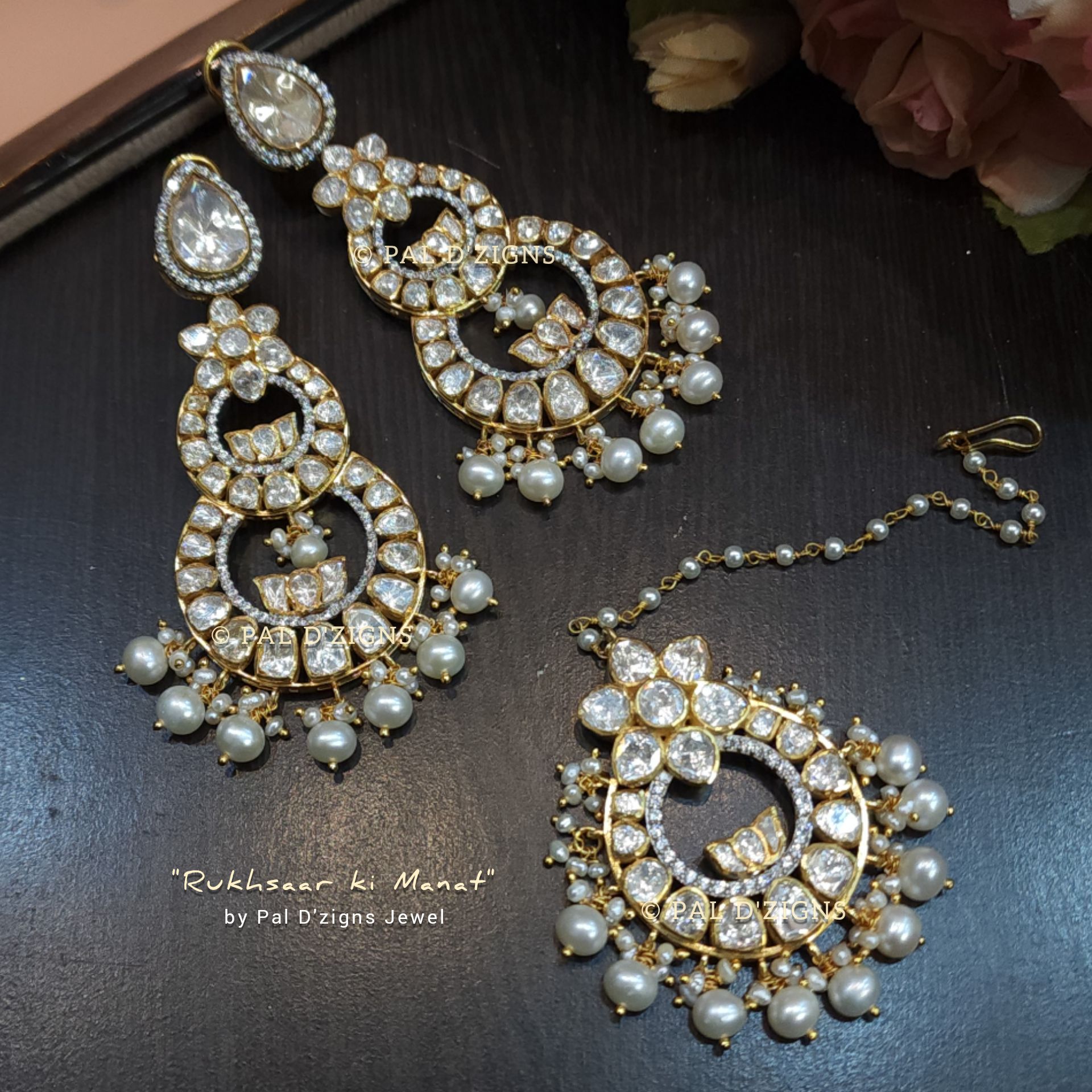 Rukhsaar ki manat Moissanite Polki Chaandbaali