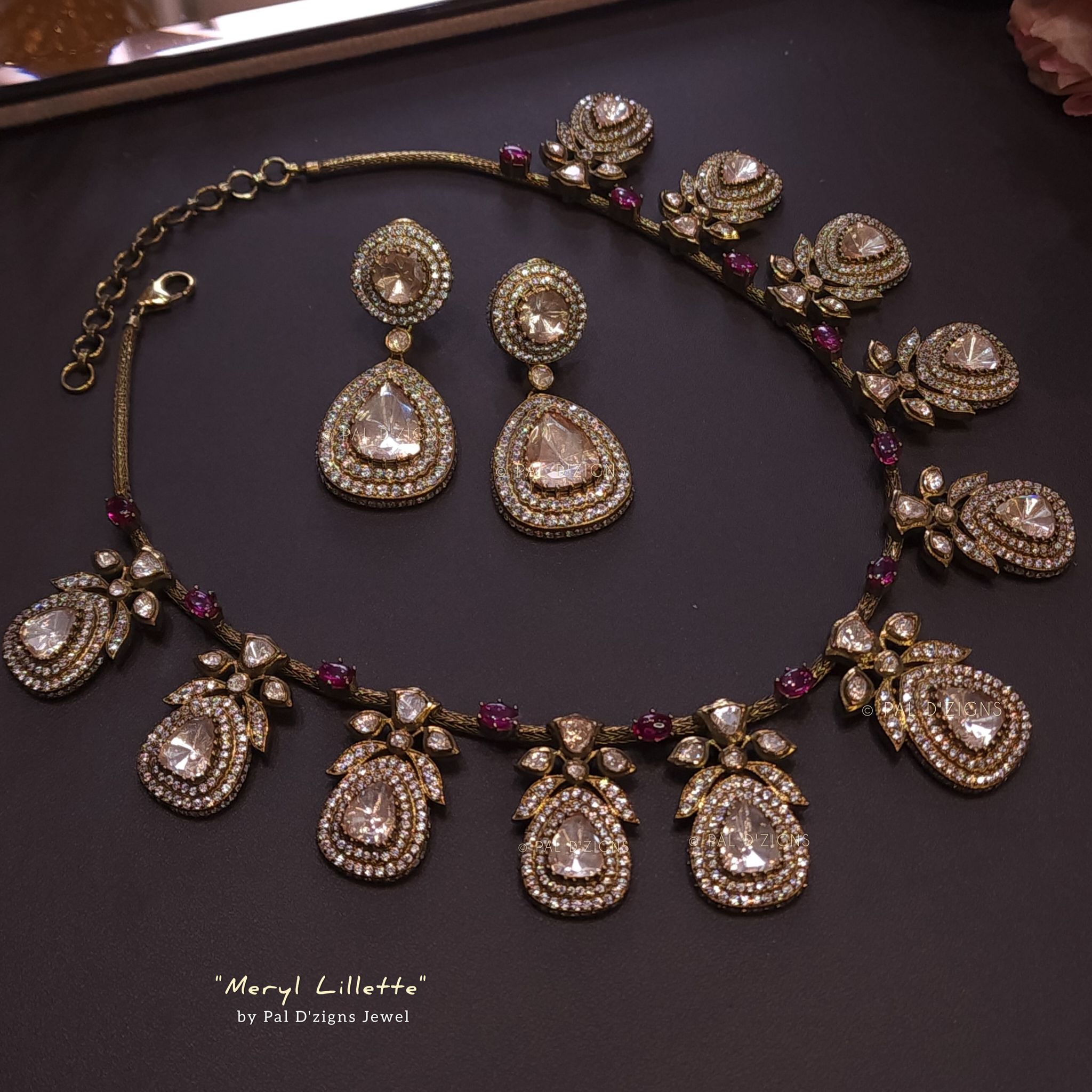 Meryl Lillette Moissanite Polki Necklace Set